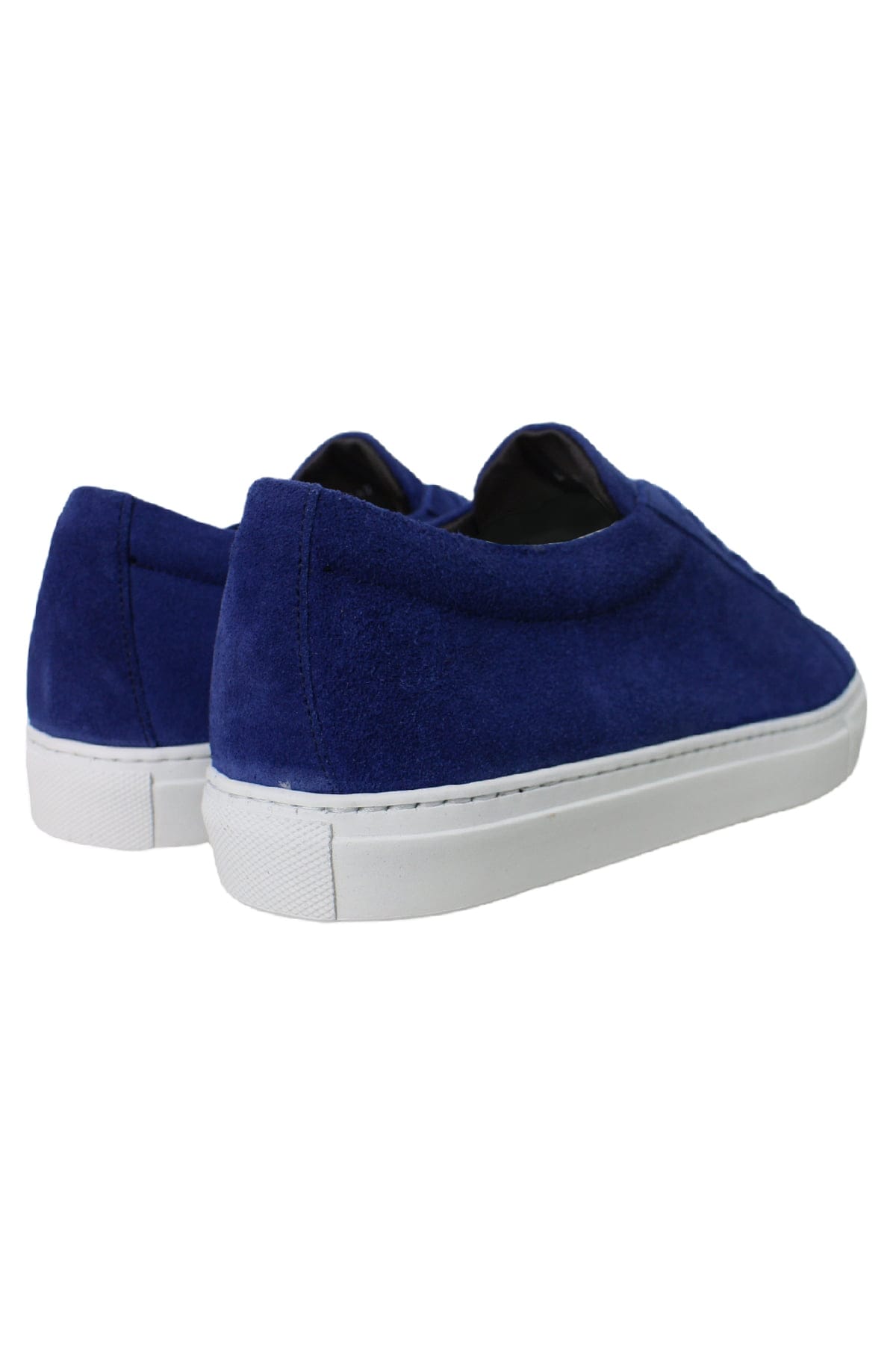 Sneakers uomo royal blu in camoscio con suola in gomma bianca made in italy