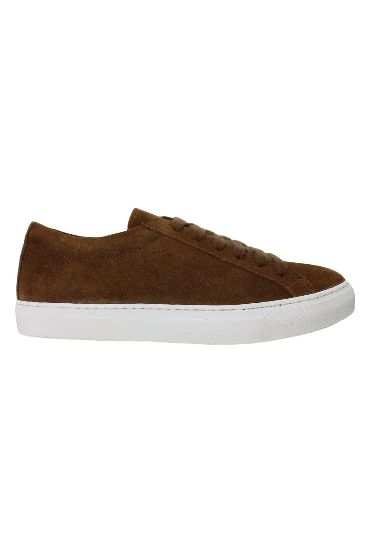 Sneakers uomo cuoio in camoscio con suola in gomma bianca made in italy