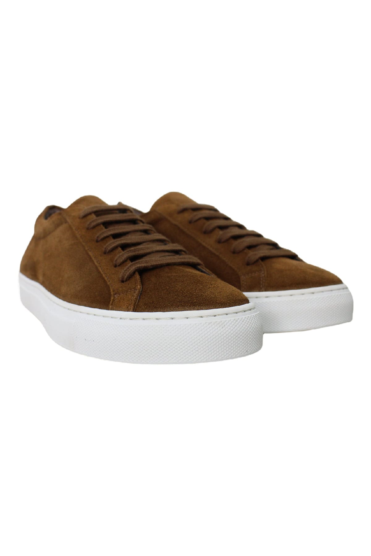 Sneakers uomo cuoio in camoscio con suola in gomma bianca made in italy