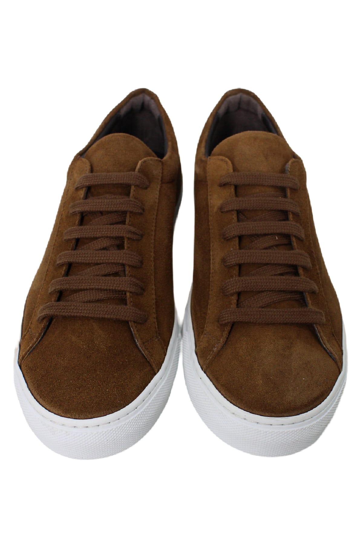 Sneakers uomo cuoio in camoscio con suola in gomma bianca made in italy