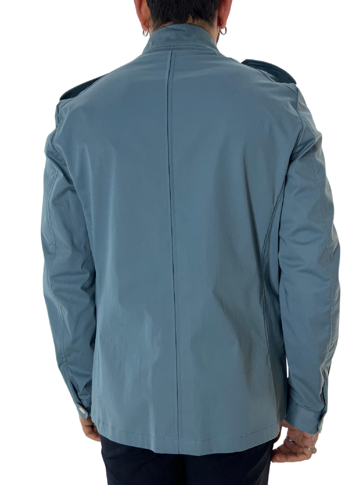 Sahariana uomo Celeste in cotone estiva made in italy