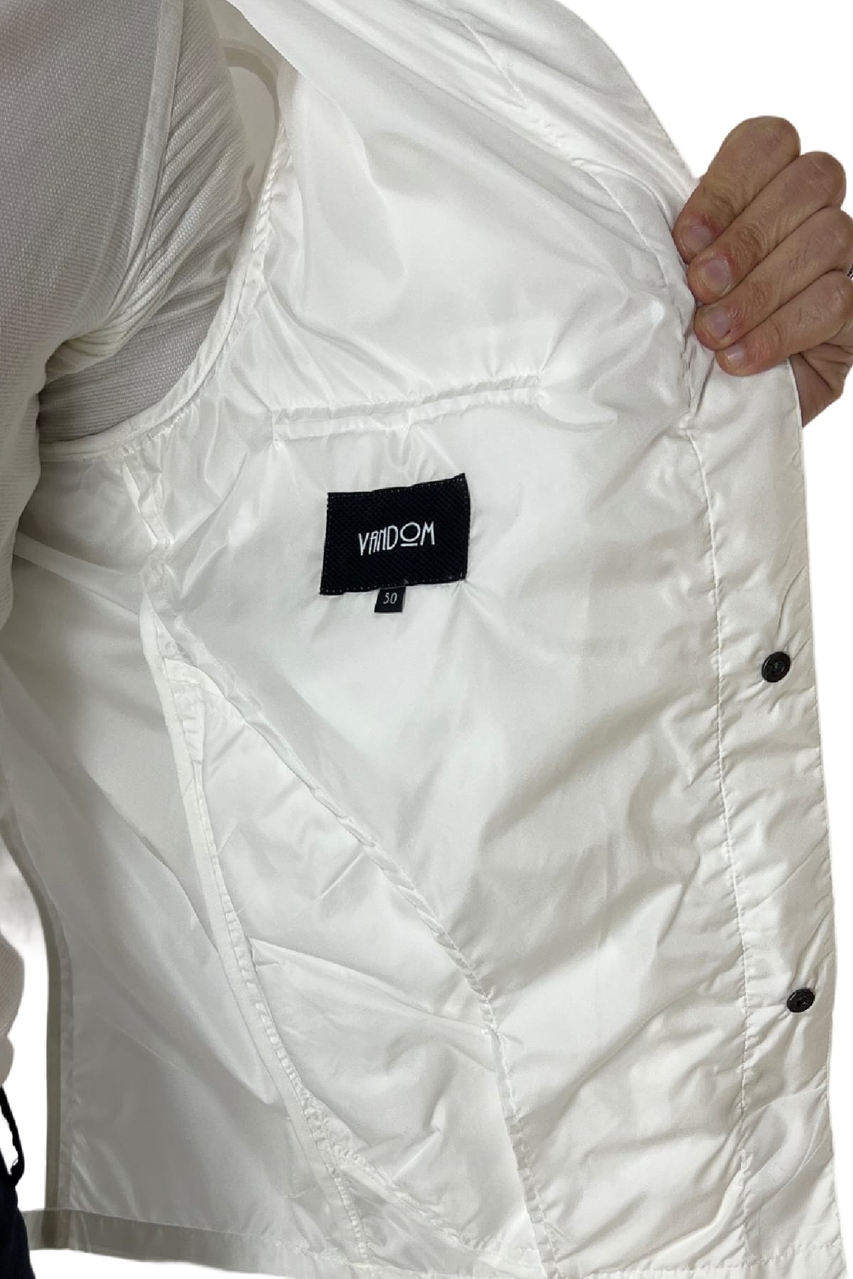 Bomberino uomo bianco Con Cappuccio senza elastici ai polsi e sul fondo made in italy