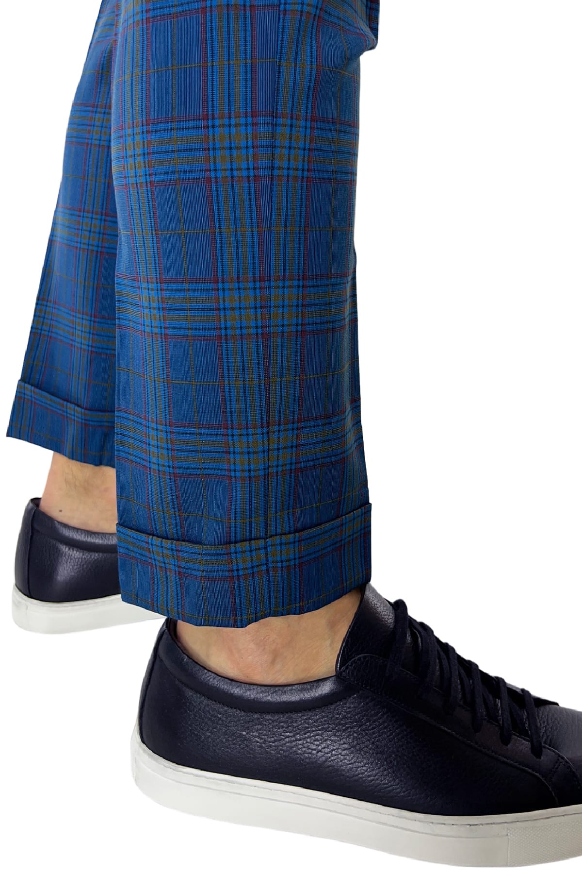 Pantalone uomo scozzese blu tasca america  made in italy