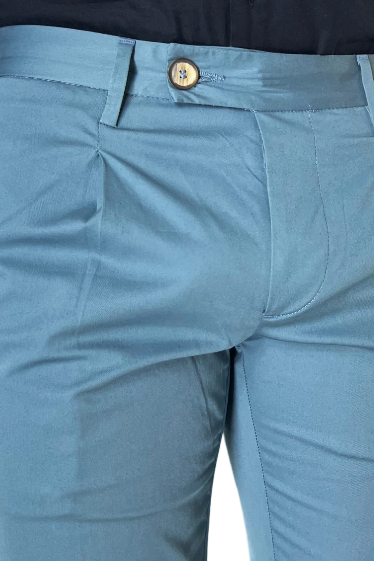 Pantalone uomo Celeste in cotone tasca america con pence made in italy