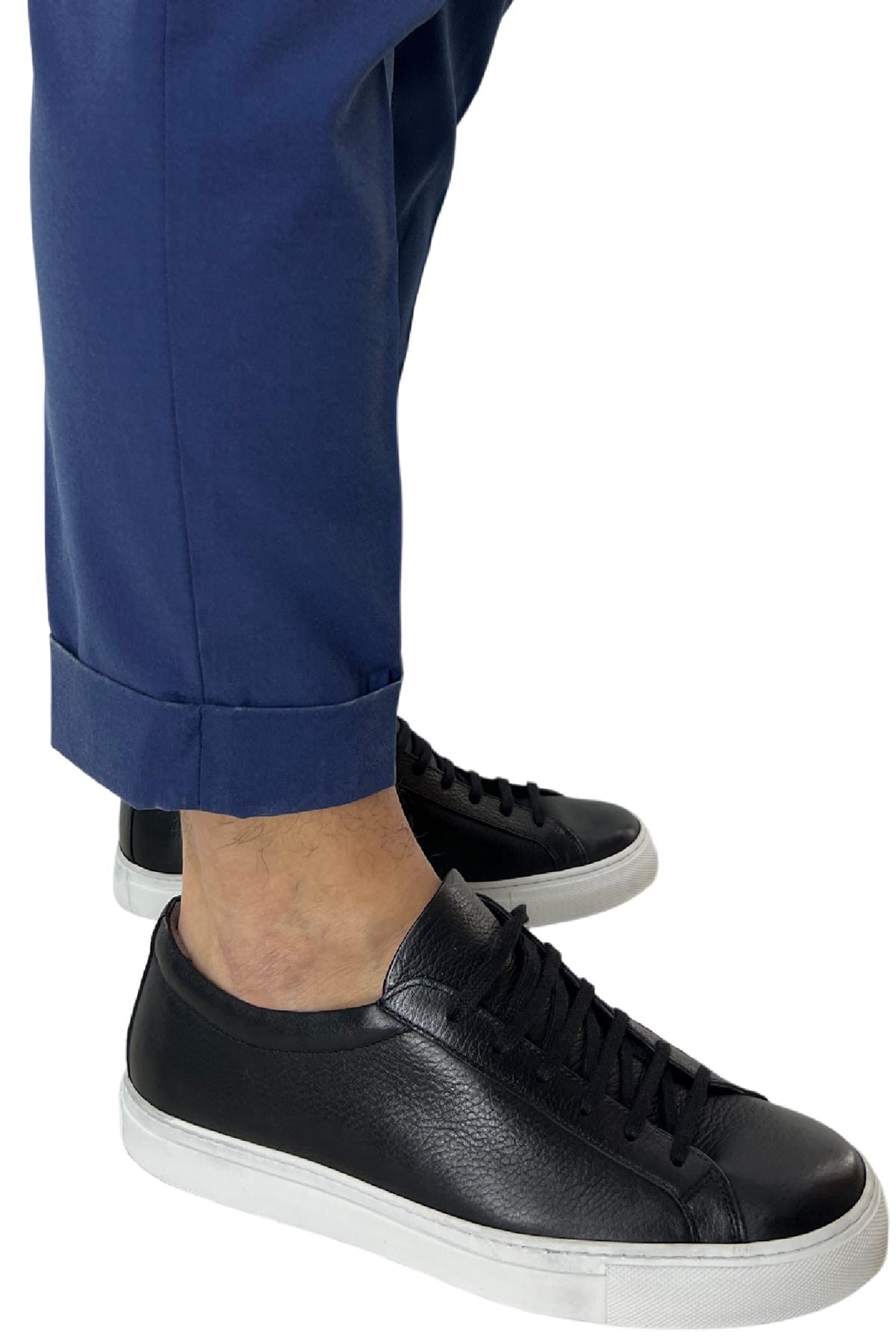 Pantalone uomo bluette in cotone tasca a filo slim fit sartoriale con pence