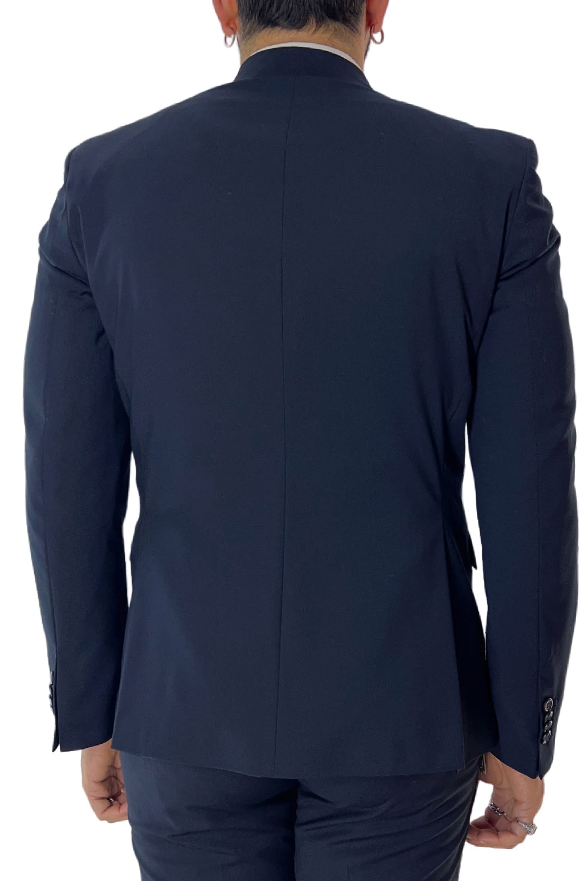Giacca uomo Smoking blu monopetto  rever a lancia in raso sartoriale made in italy