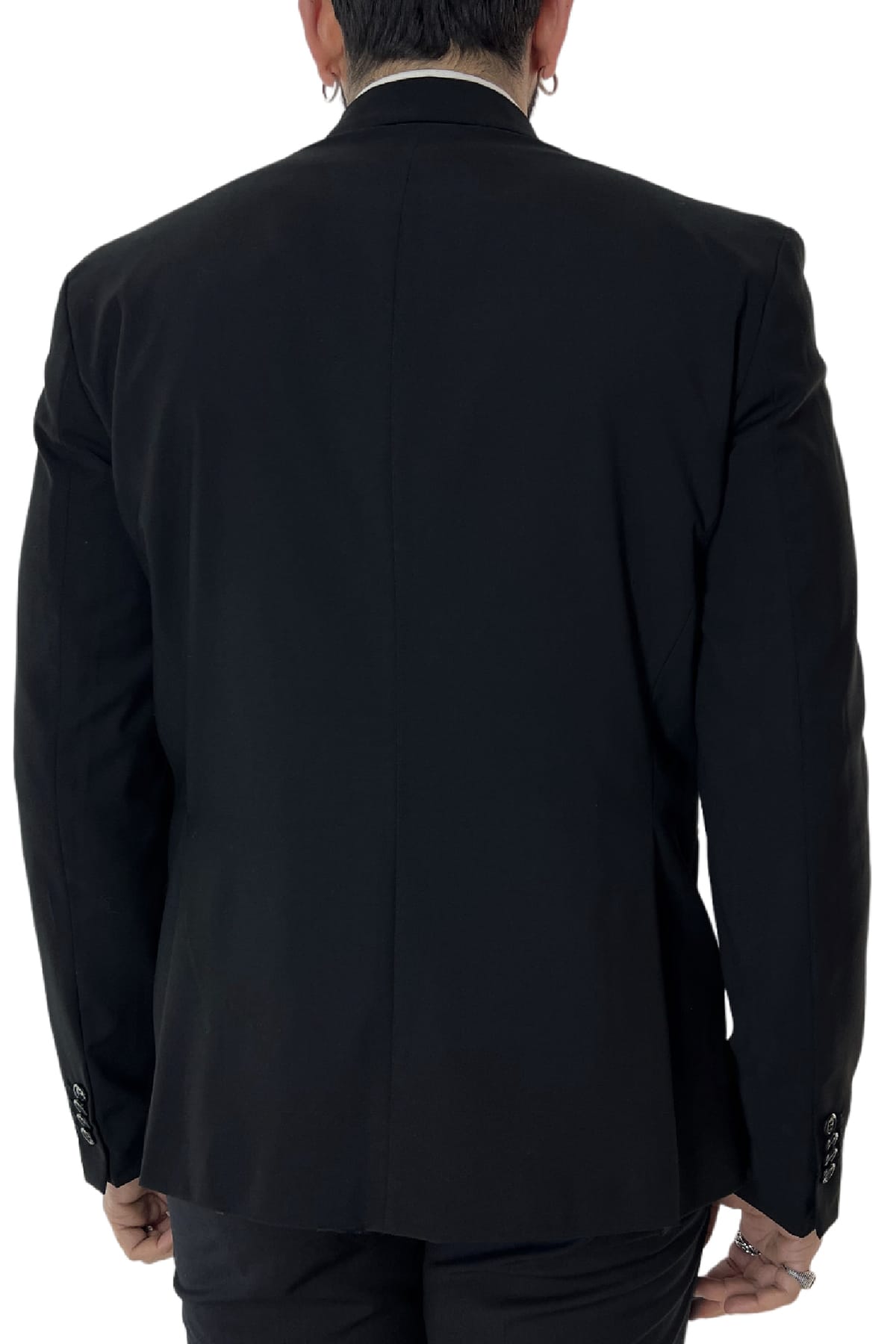 Giacca uomo Smoking nera monopetto  rever a lancia in raso sartoriale made in italy