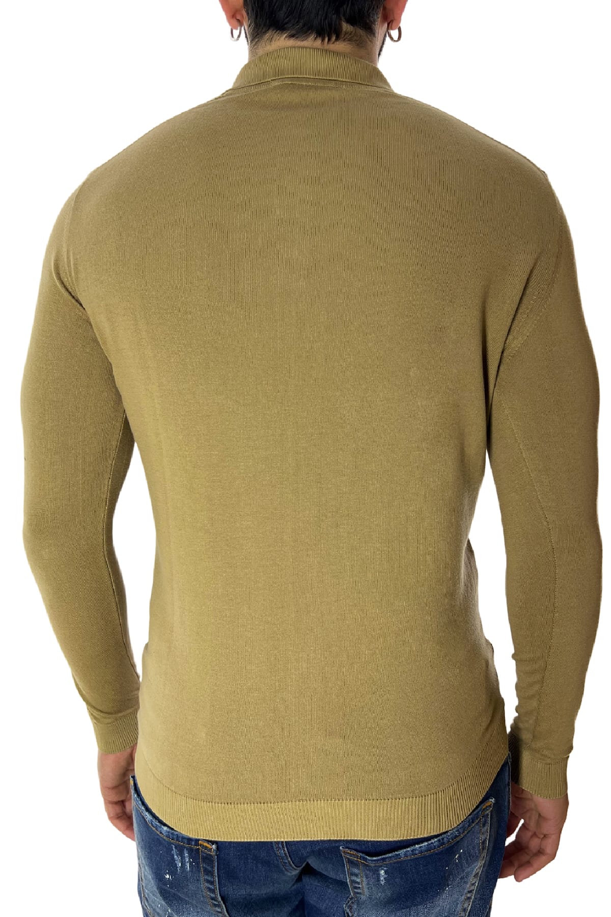 Polo da uomo Manica lunga in cotone 100% leggermente elastica Made in Italy