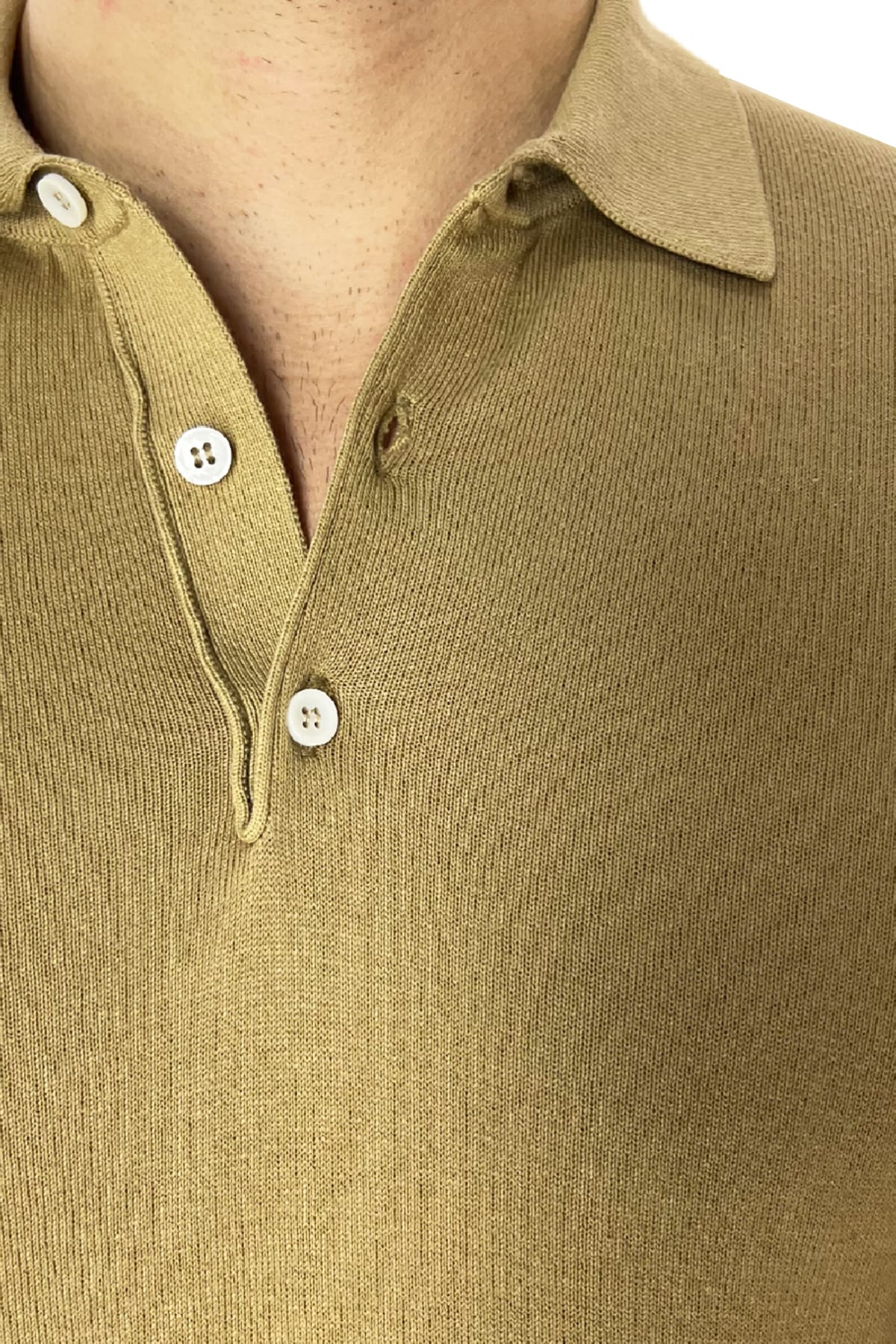 Polo da uomo Manica lunga in cotone 100% leggermente elastica Made in Italy
