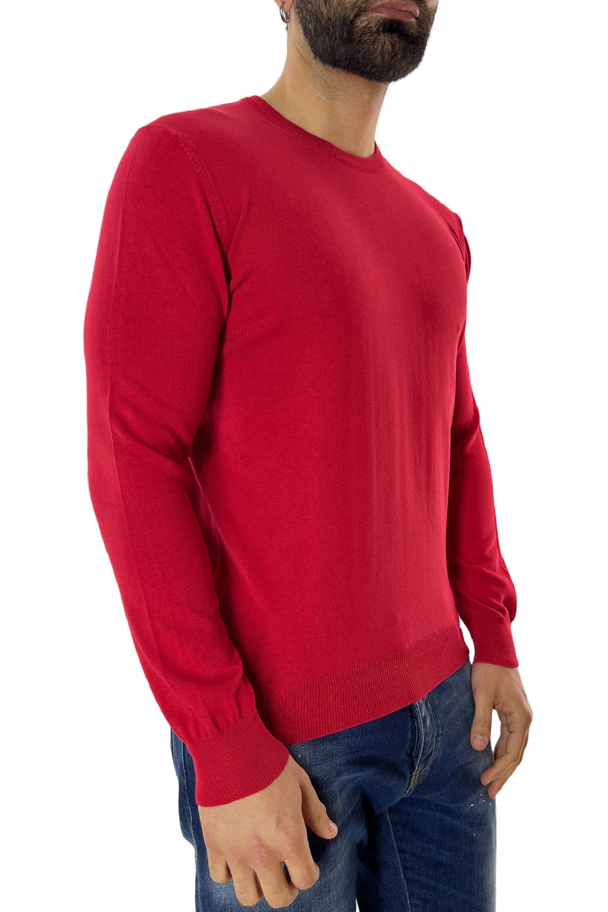 Maglioncino girocollo da uomo manica lunga in cotone 100% made in Italy