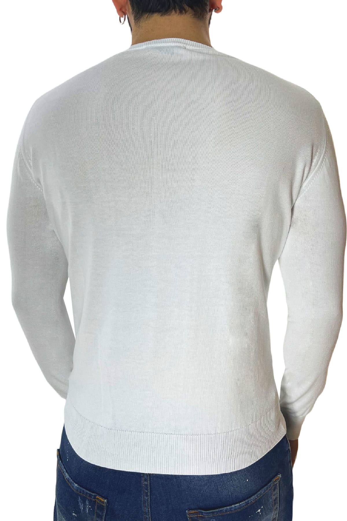 Maglioncino girocollo da uomo manica lunga in cotone 100% made in Italy