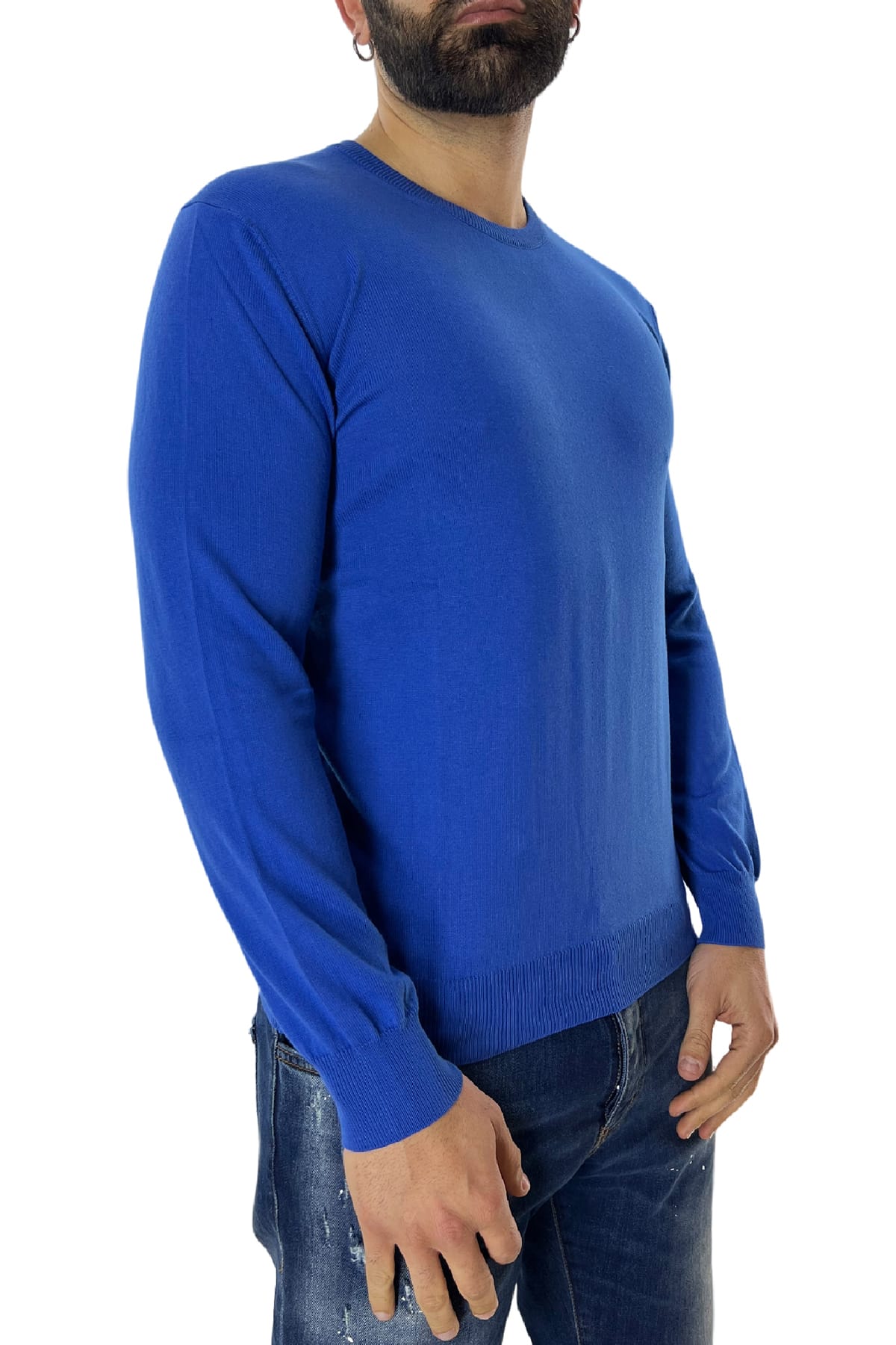 Maglioncino girocollo da uomo manica lunga in cotone 100% made in Italy
