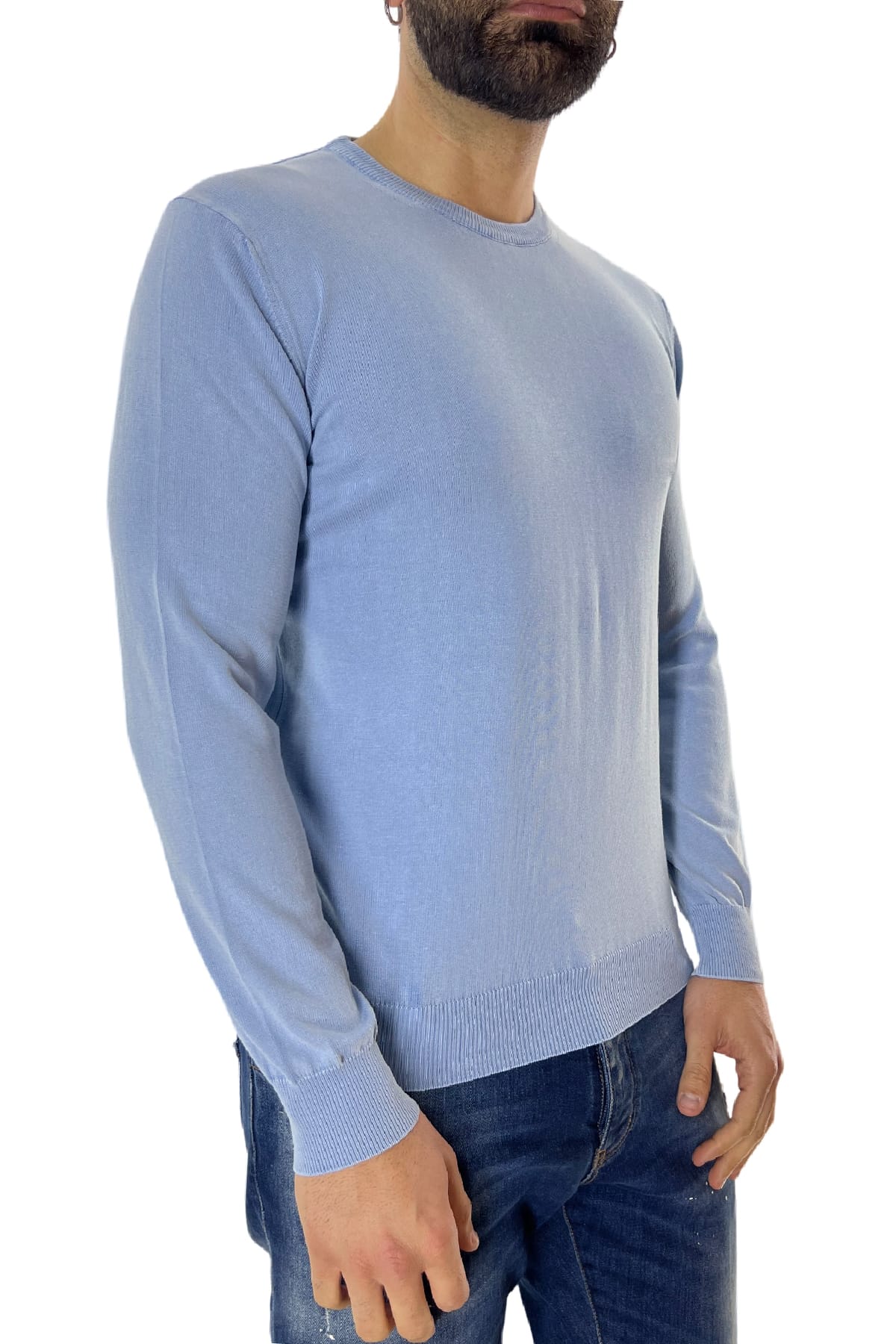 Maglioncino girocollo da uomo in cotone 100% Stone Wash made in Italy