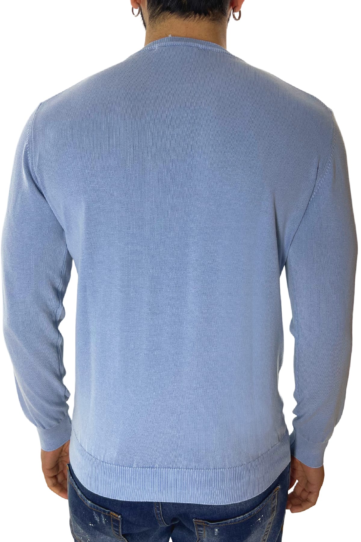 Maglioncino girocollo da uomo in cotone 100% Stone Wash made in Italy
