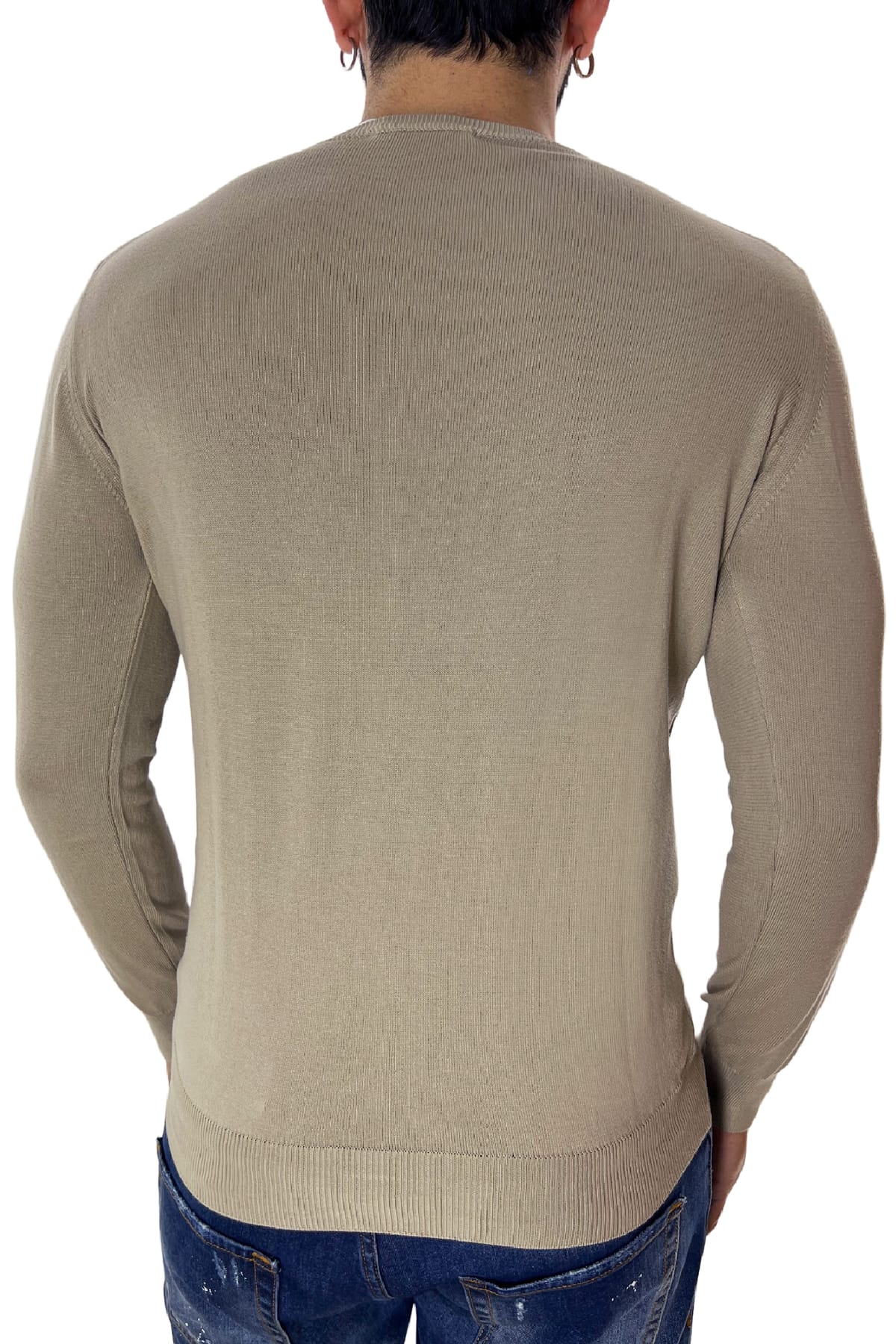 Maglioncino girocollo da uomo manica lunga in cotone 100% made in Italy
