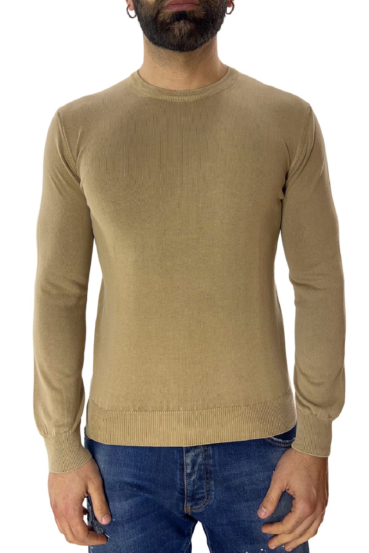 Maglioncino girocollo da uomo in cotone 100% Stone Wash made in Italy