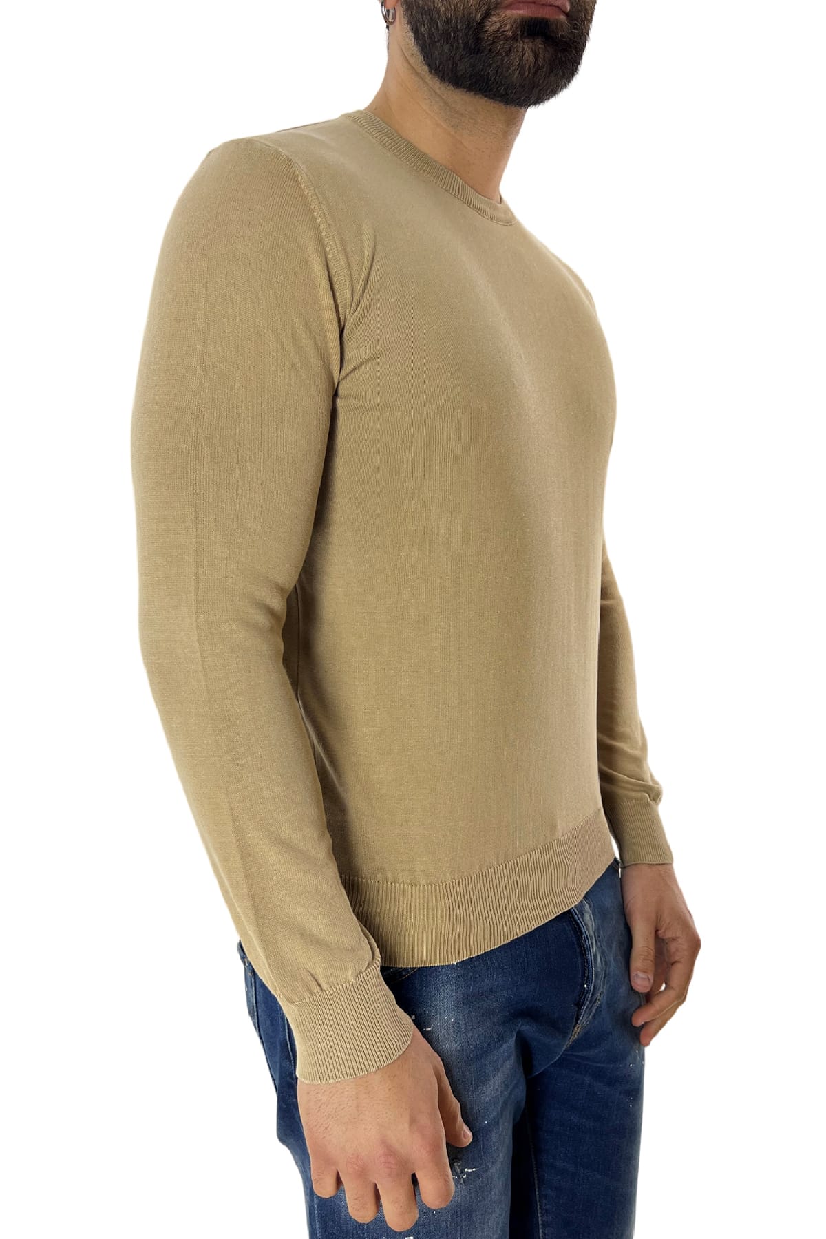 Maglioncino girocollo da uomo in cotone 100% Stone Wash made in Italy