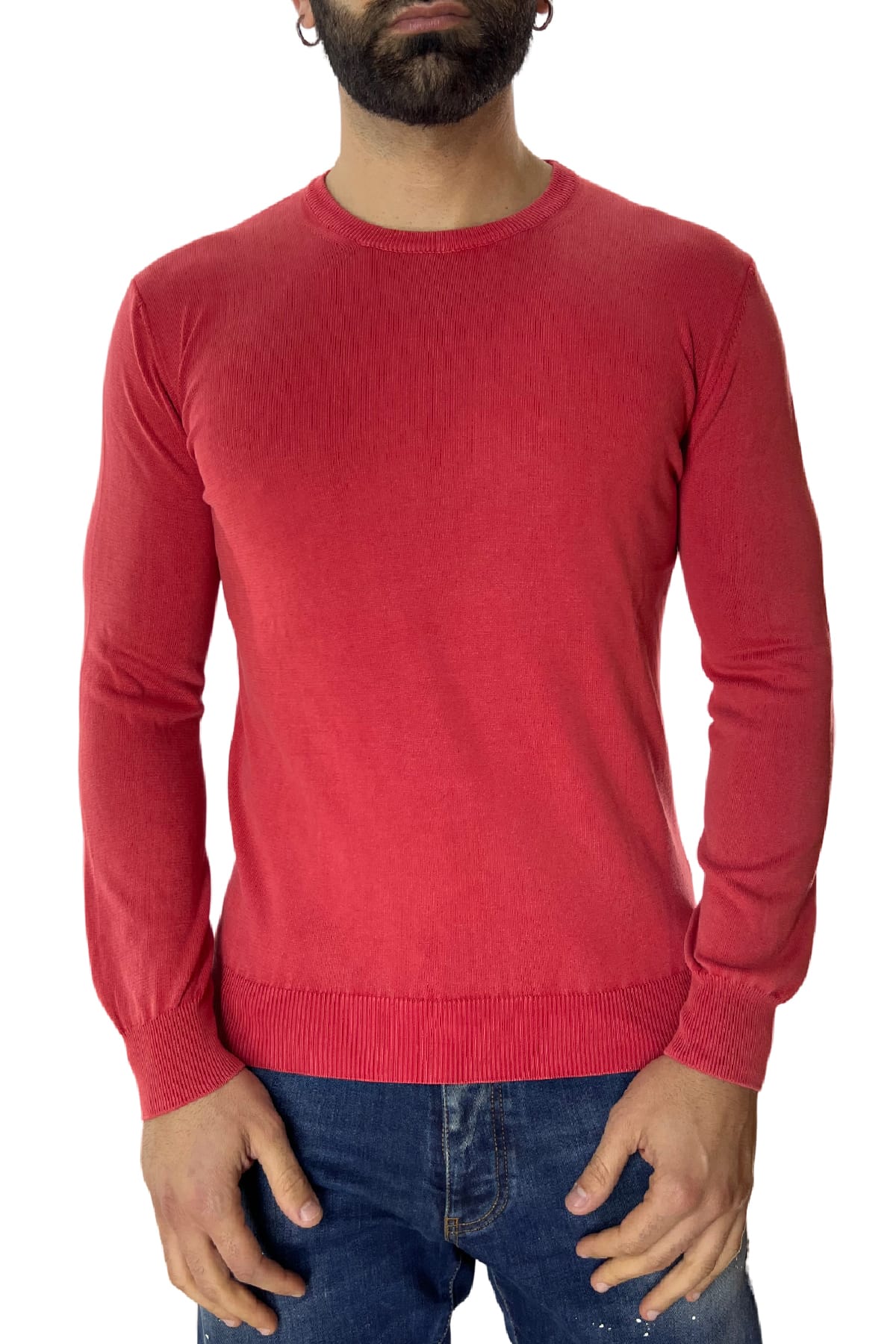 Maglioncino girocollo da uomo in cotone 100% Stone Wash made in Italy