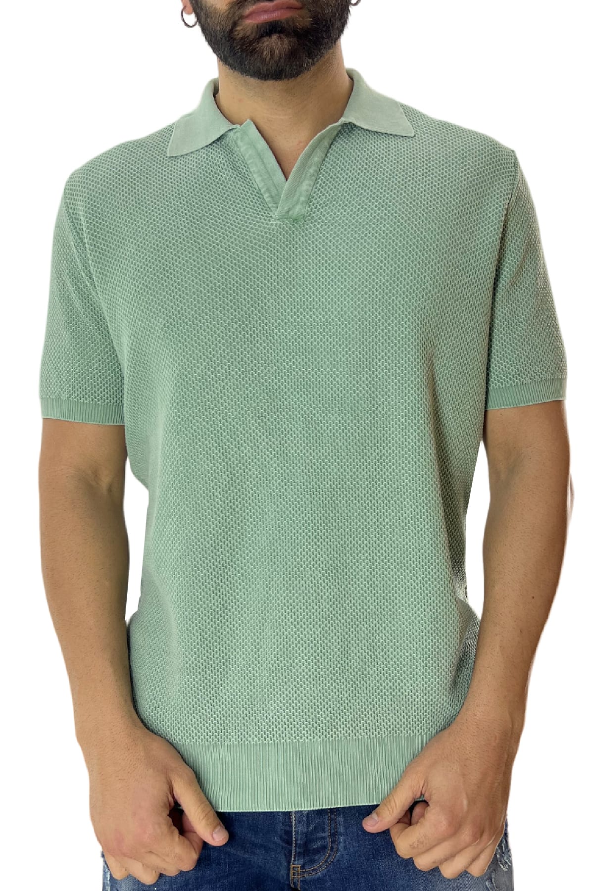 Polo da uomo Mezza manica in cotone 100% nido d'ape Made in Italy