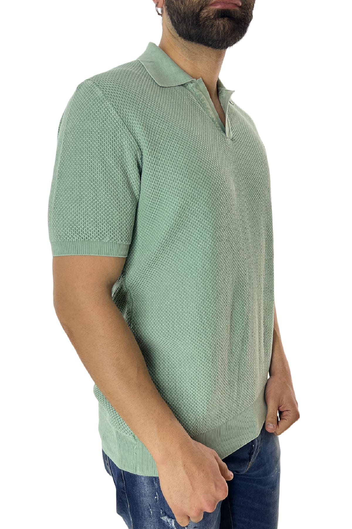 Polo da uomo Mezza manica in cotone 100% nido d'ape Made in Italy