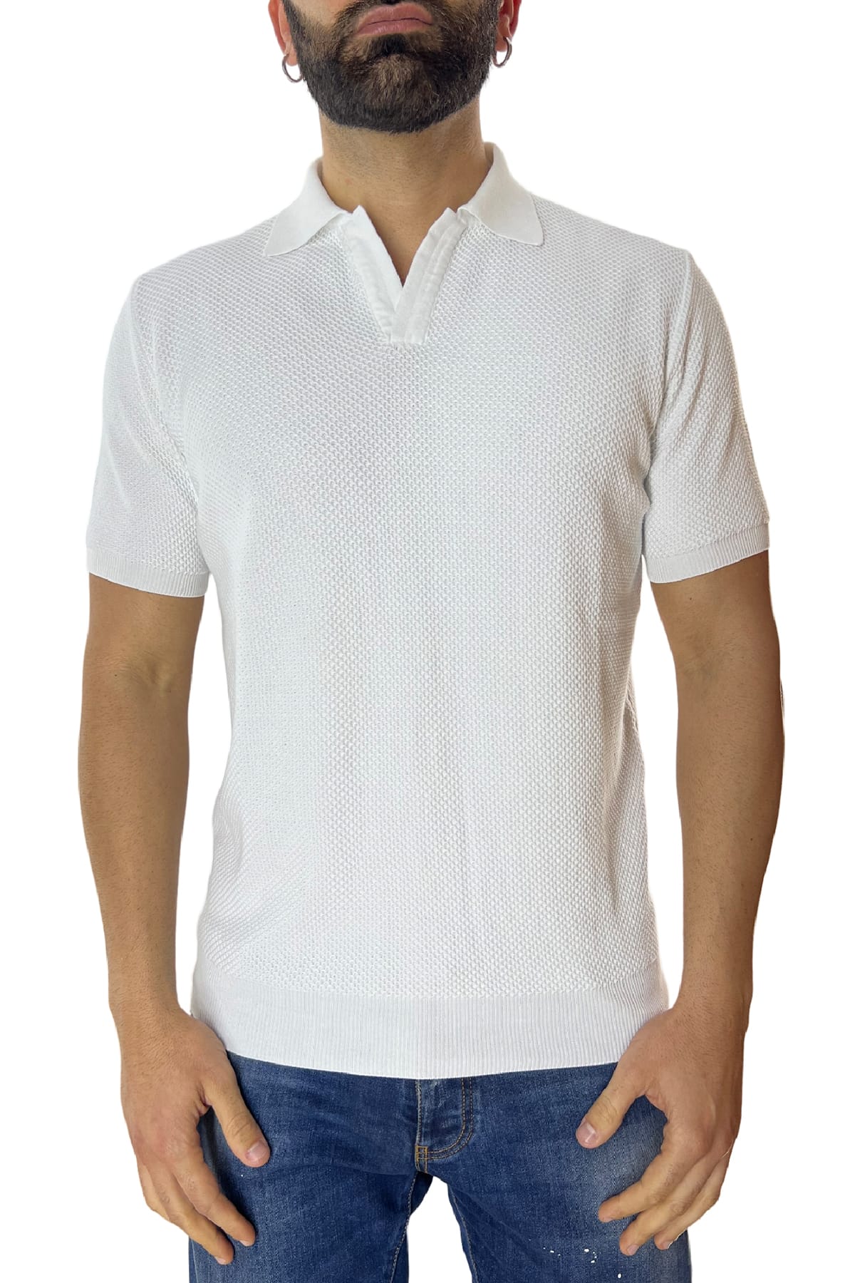 Polo da uomo Mezza manica in cotone 100% nido d'ape Made in Italy