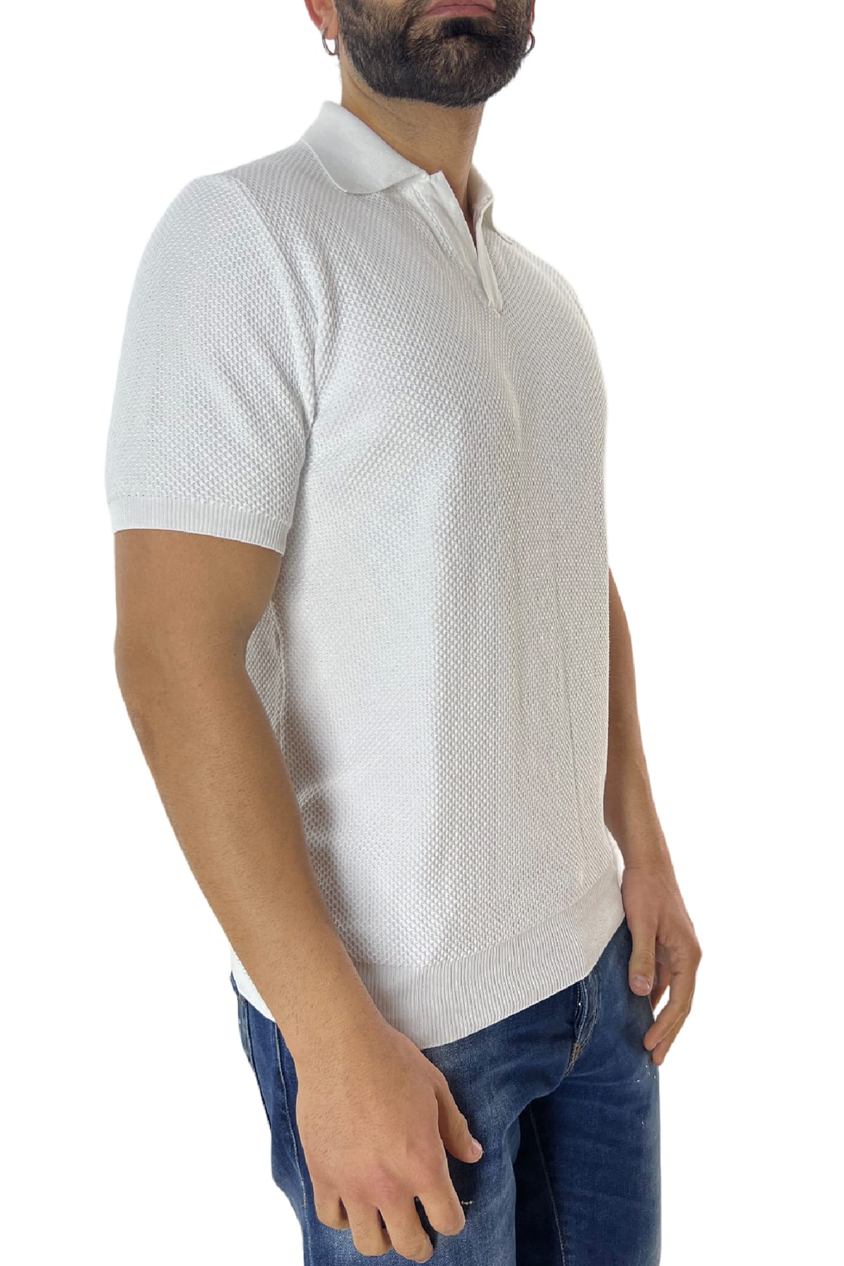 Polo da uomo Mezza manica in cotone 100% nido d'ape Made in Italy