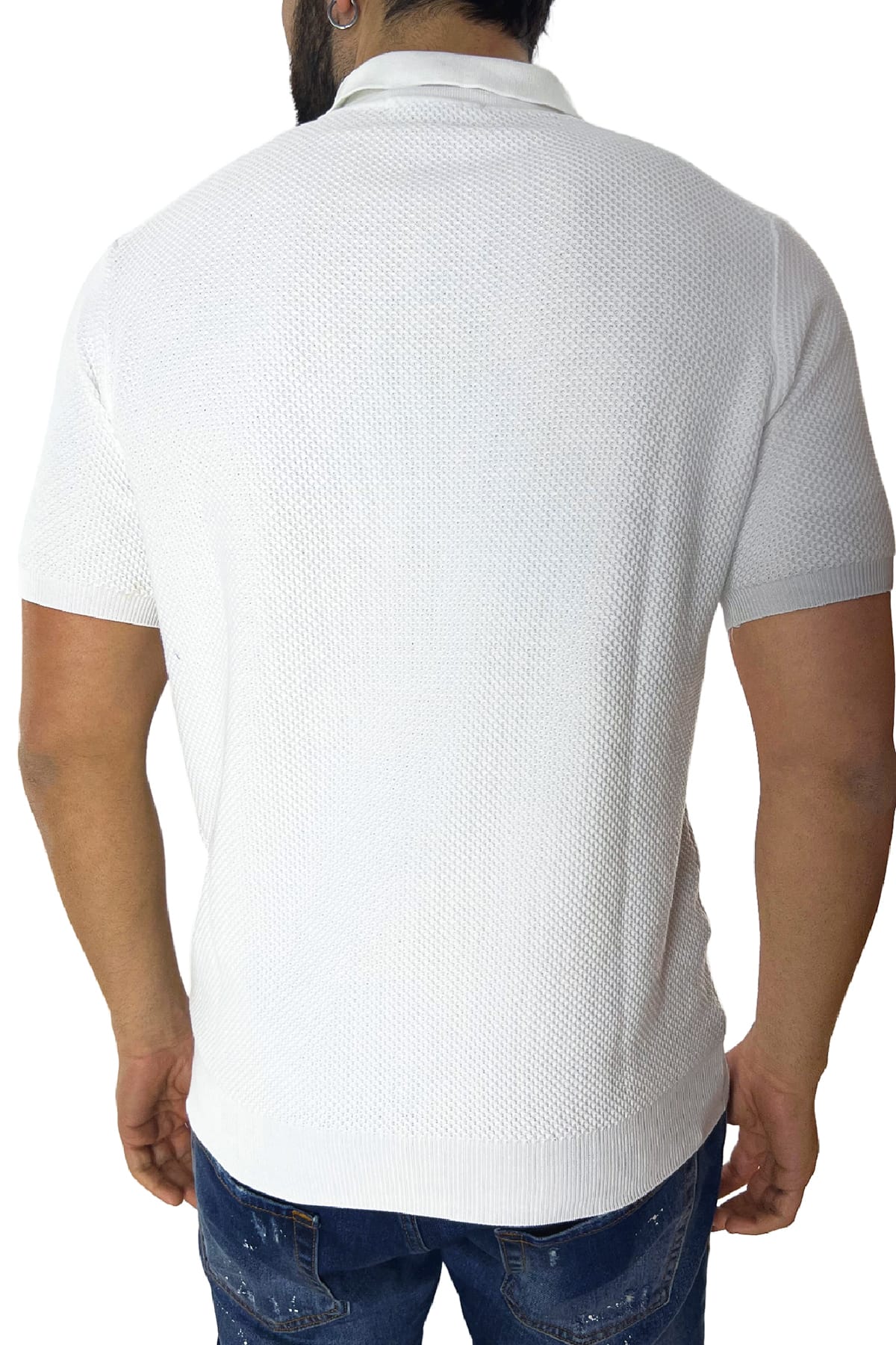 Polo da uomo Mezza manica in cotone 100% nido d'ape Made in Italy
