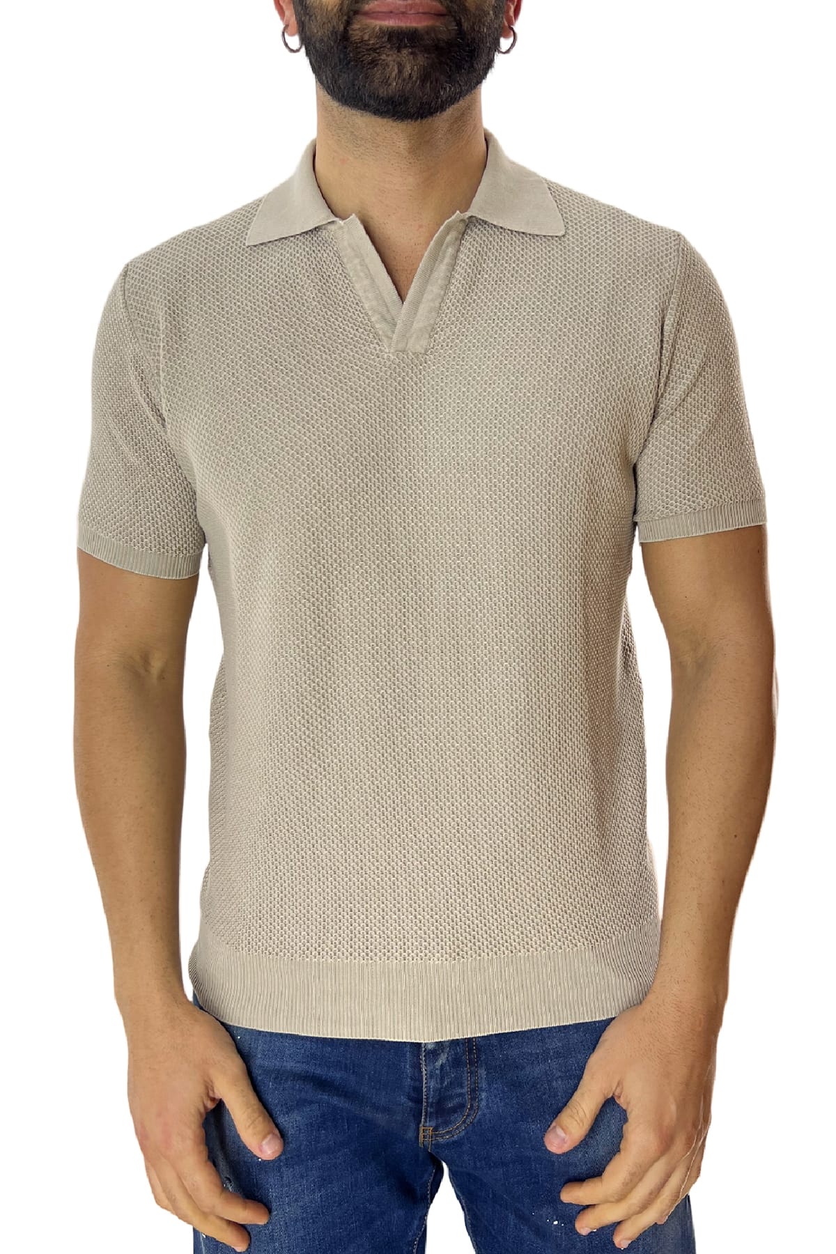 Polo da uomo Mezza manica in cotone 100% nido d'ape Made in Italy