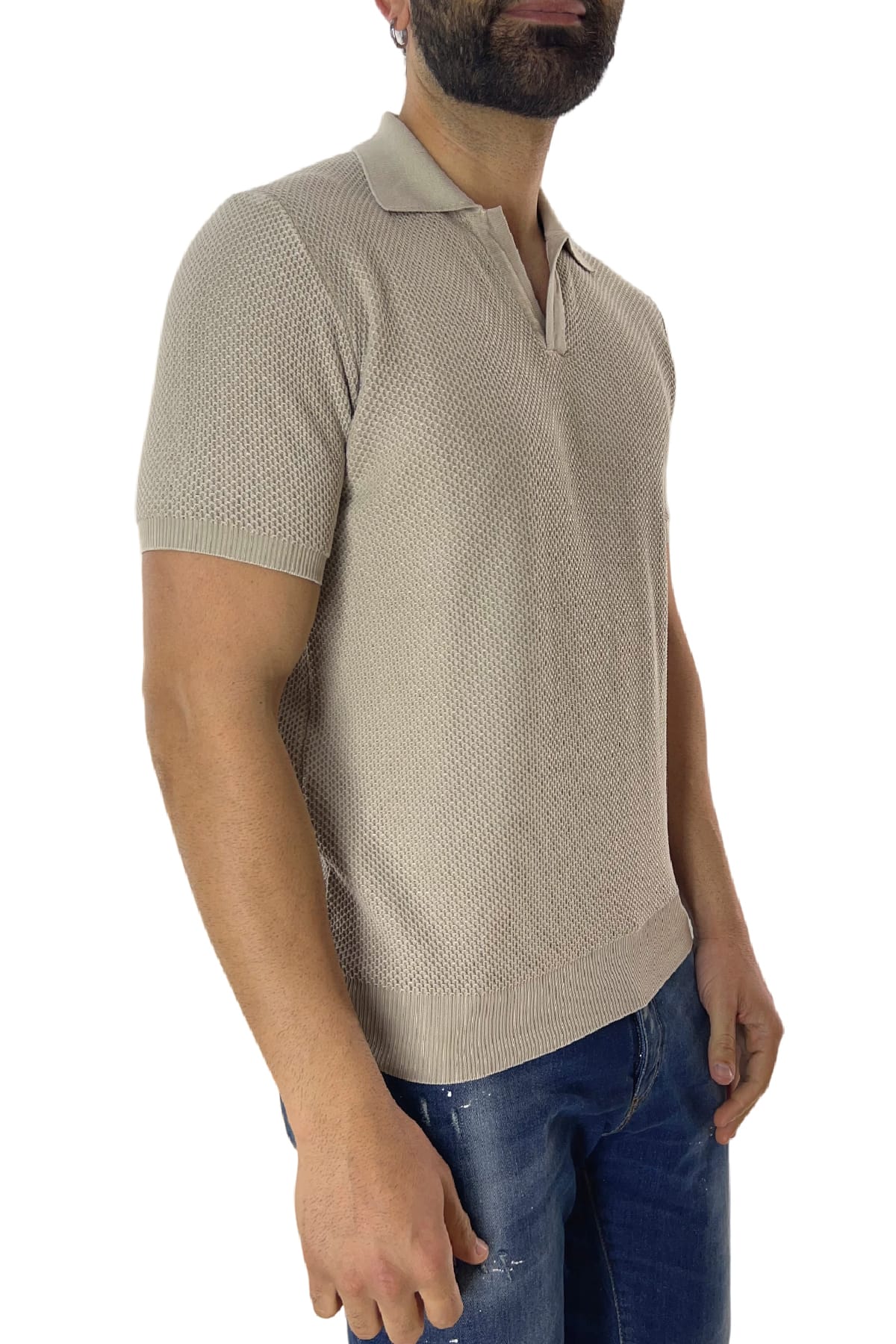 Polo da uomo Mezza manica in cotone 100% nido d'ape Made in Italy