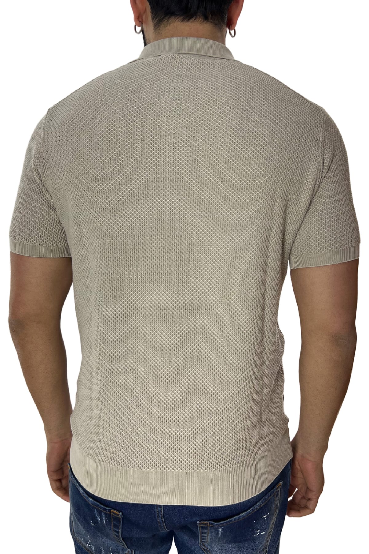 Polo da uomo Mezza manica in cotone 100% nido d'ape Made in Italy