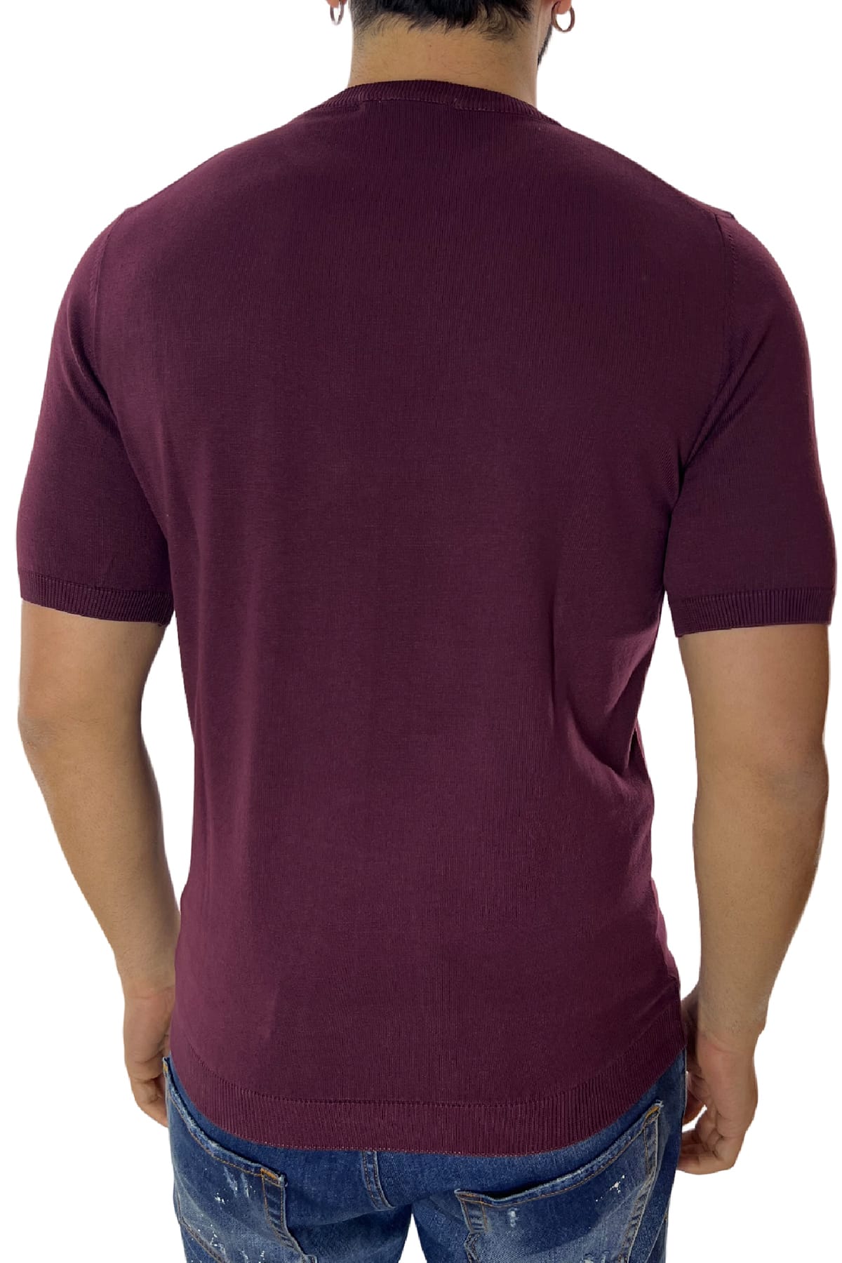 Maglioncino girocollo da uomo in cotone 100% Maniche corte made in Italy