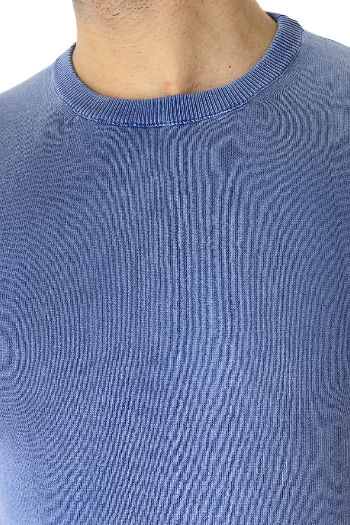 Maglioncino girocollo da uomo in cotone 100% Stone wash Maniche corte made in Italy