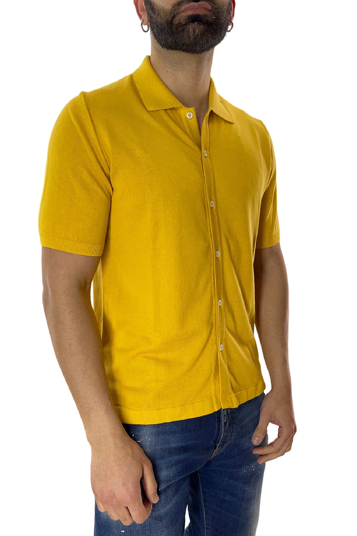 Polo da uomo Mezza manica in cotone 100% Chiusura camicia Made in Italy
