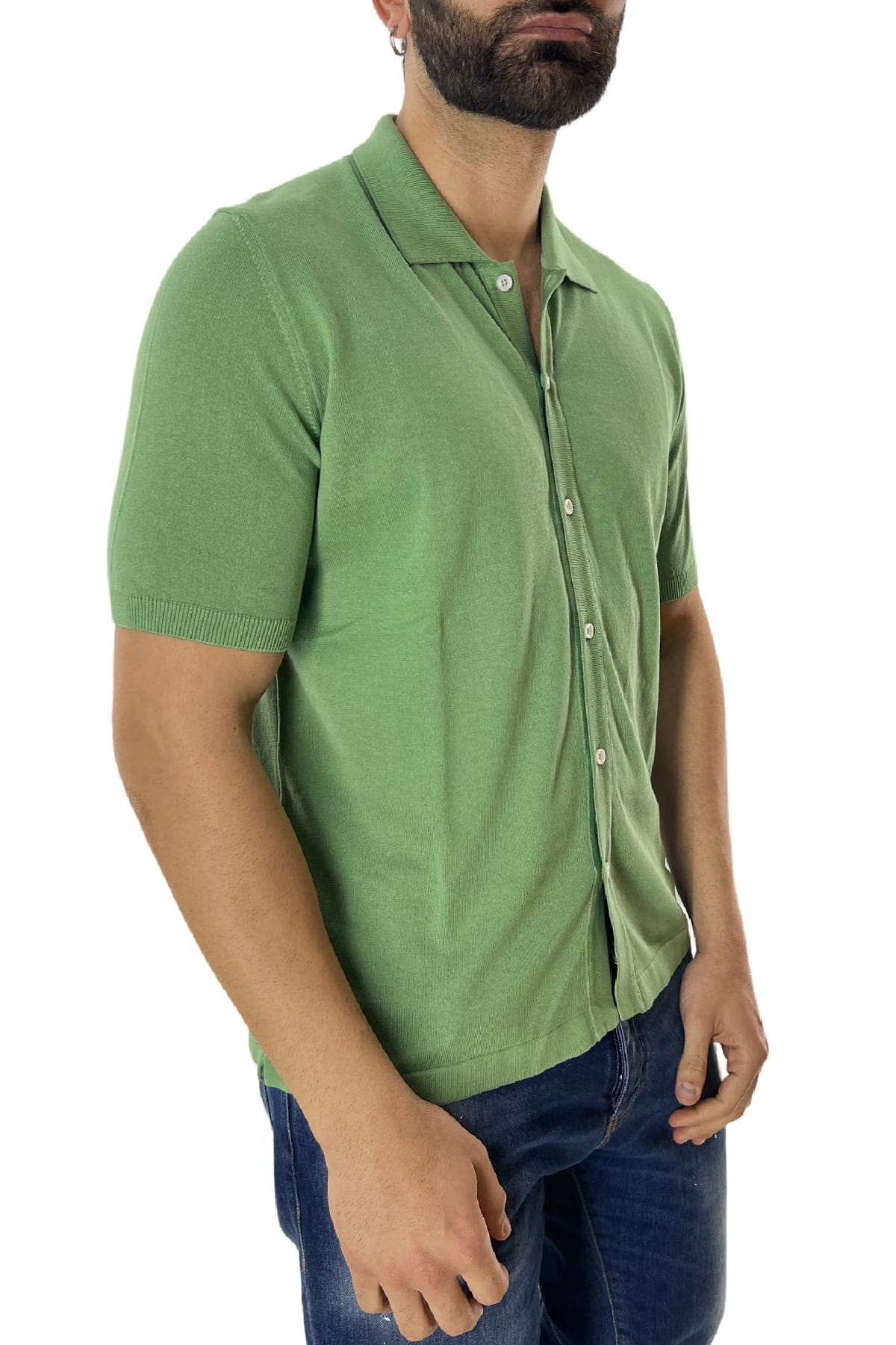 Polo da uomo Mezza manica in cotone 100% Chiusura camicia Made in Italy
