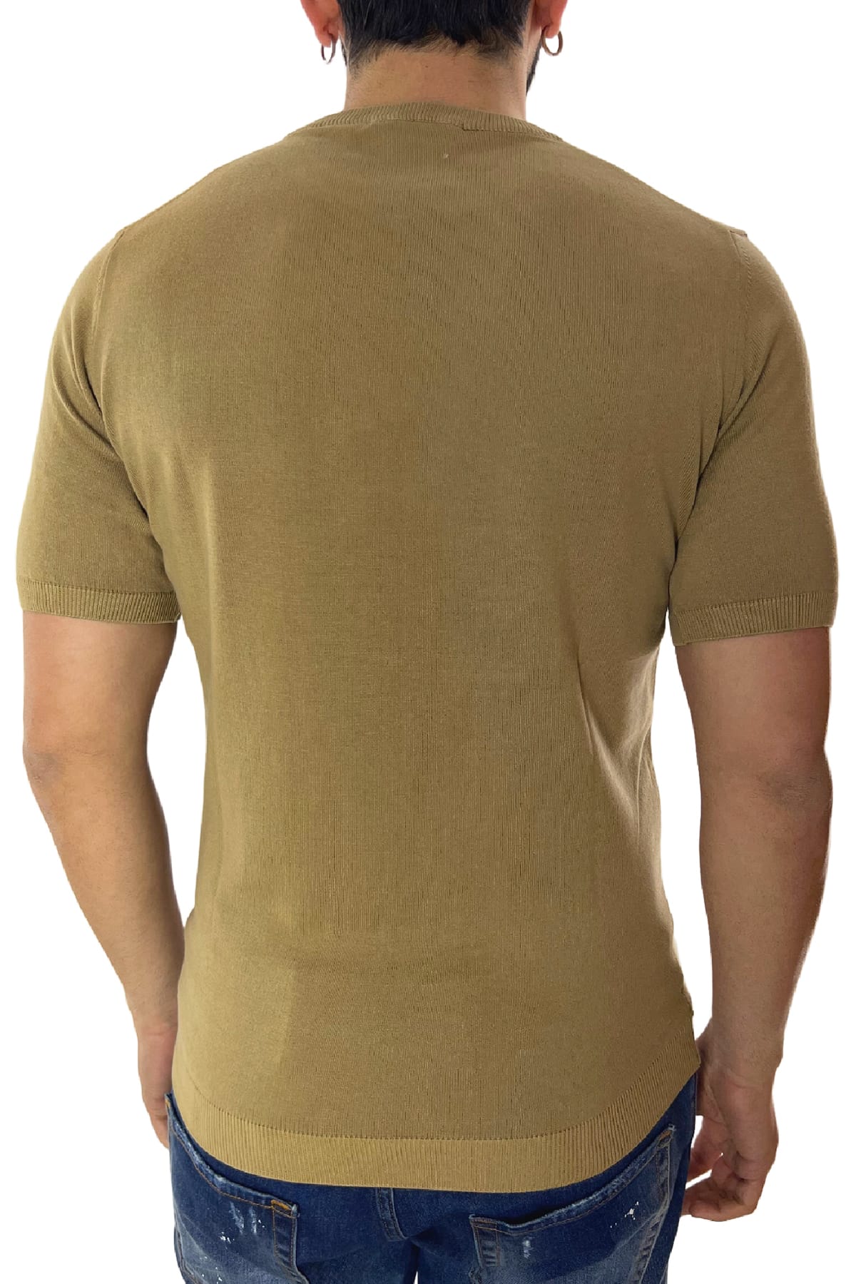 Maglioncino girocollo da uomo in cotone 100% Maniche corte made in Italy