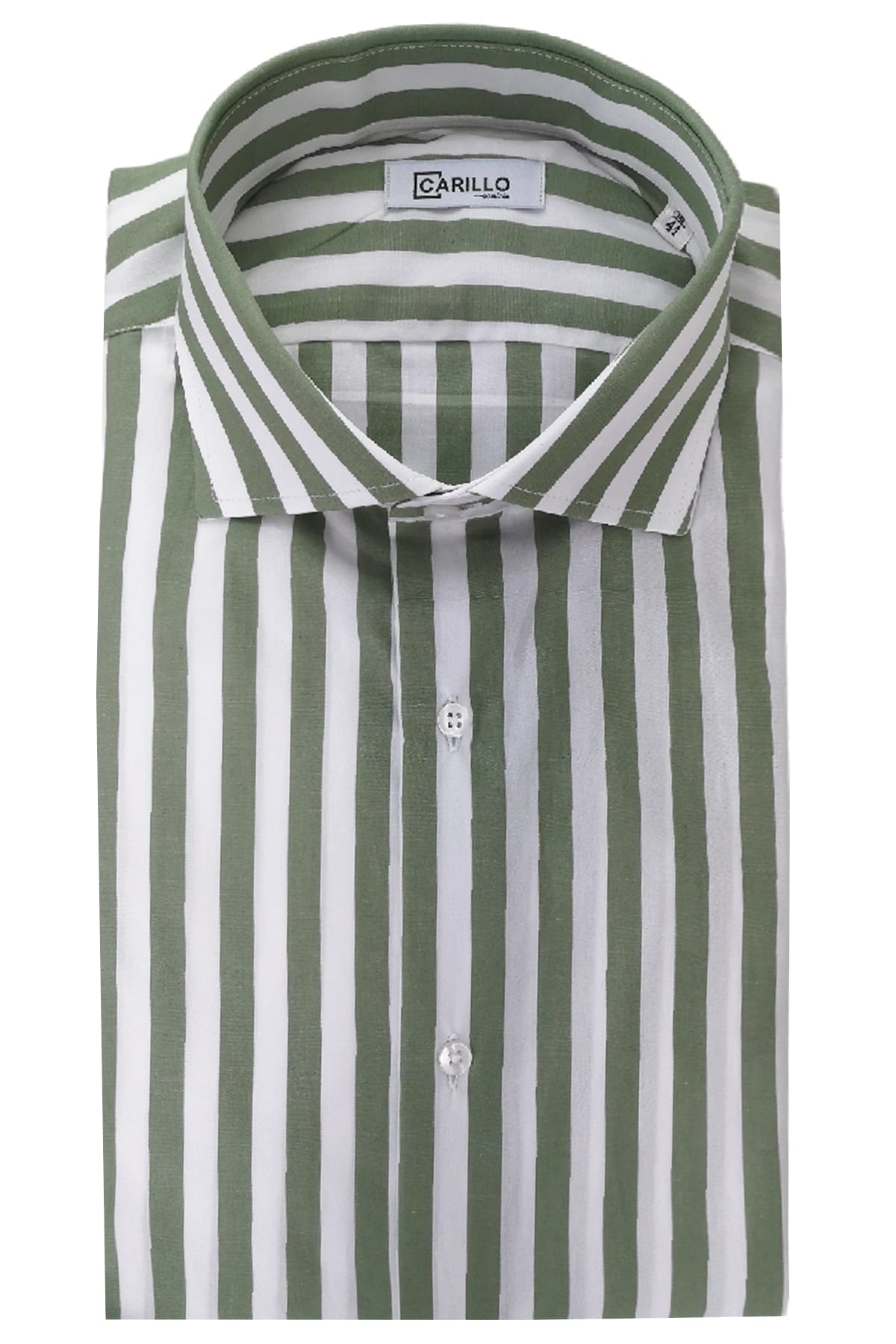 Camicia Uomo Righe Larghe regular fit 100% cotone Collo semi francese Made In Italy