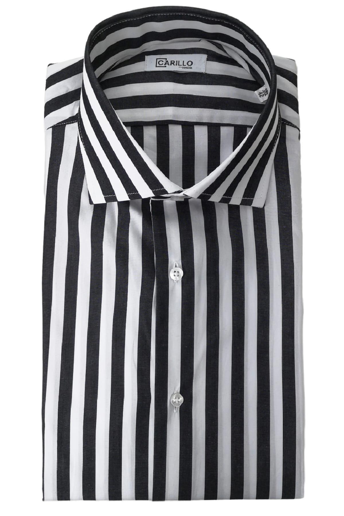 Camicia Uomo Righe Larghe regular fit 100% cotone Collo semi francese Made In Italy