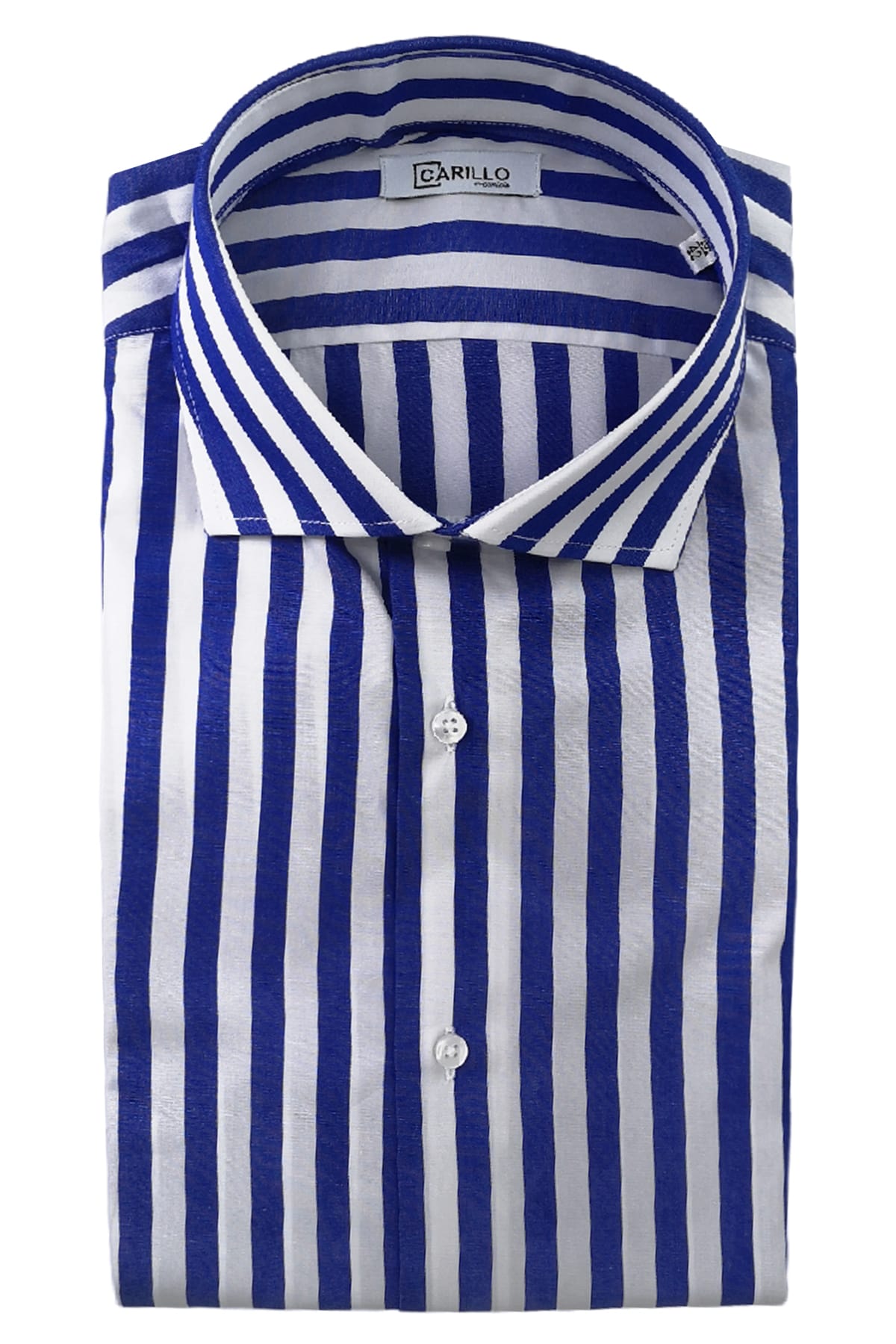 Camicia Uomo Righe Larghe regular fit 100% cotone Collo semi francese Made In Italy