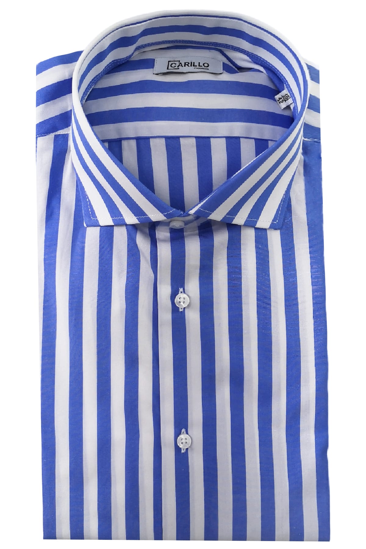 Camicia Uomo Righe Larghe regular fit 100% cotone Collo semi francese Made In Italy