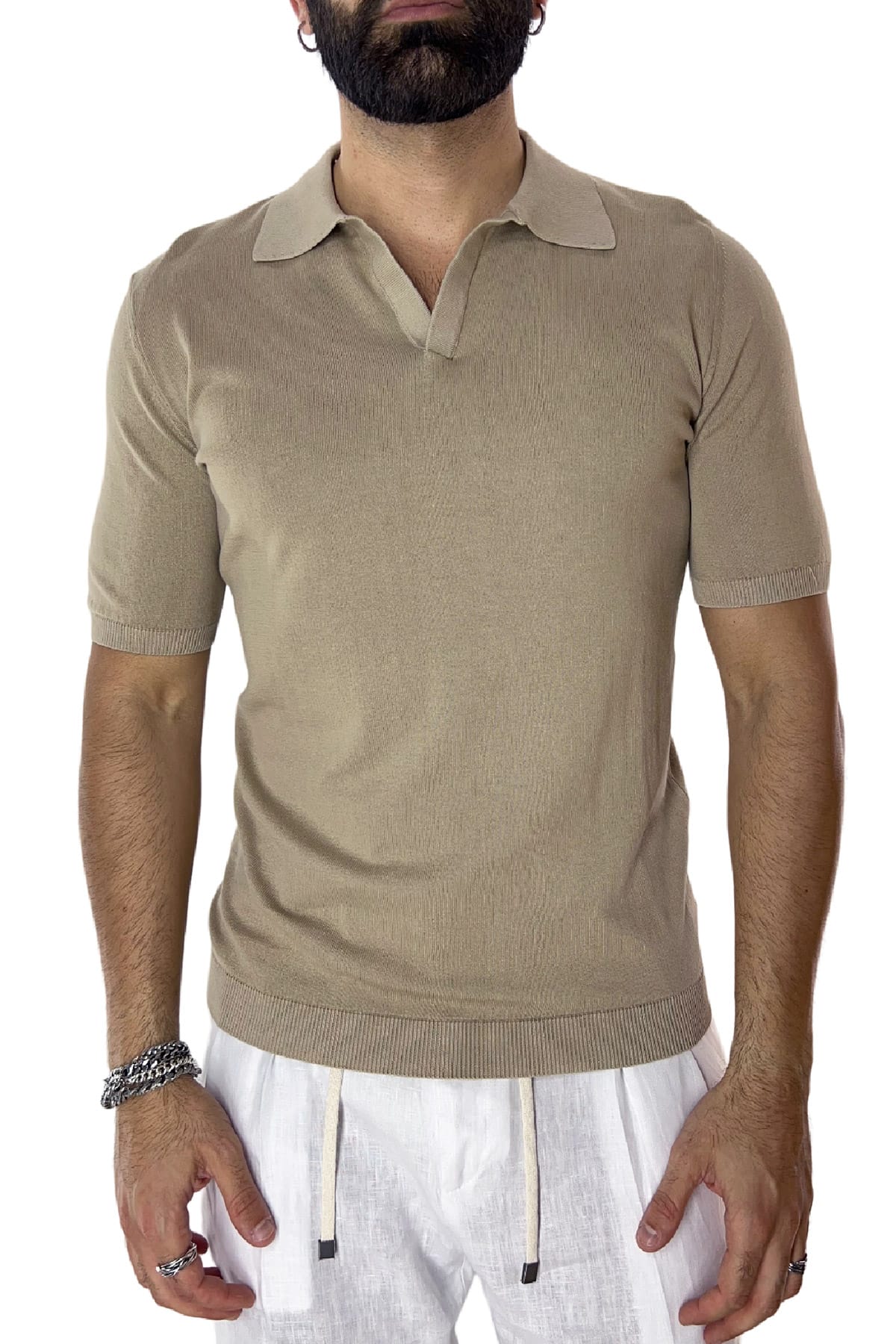 Polo da uomo Mezza manica in cotone 100% leggermente elastica Made in Italy