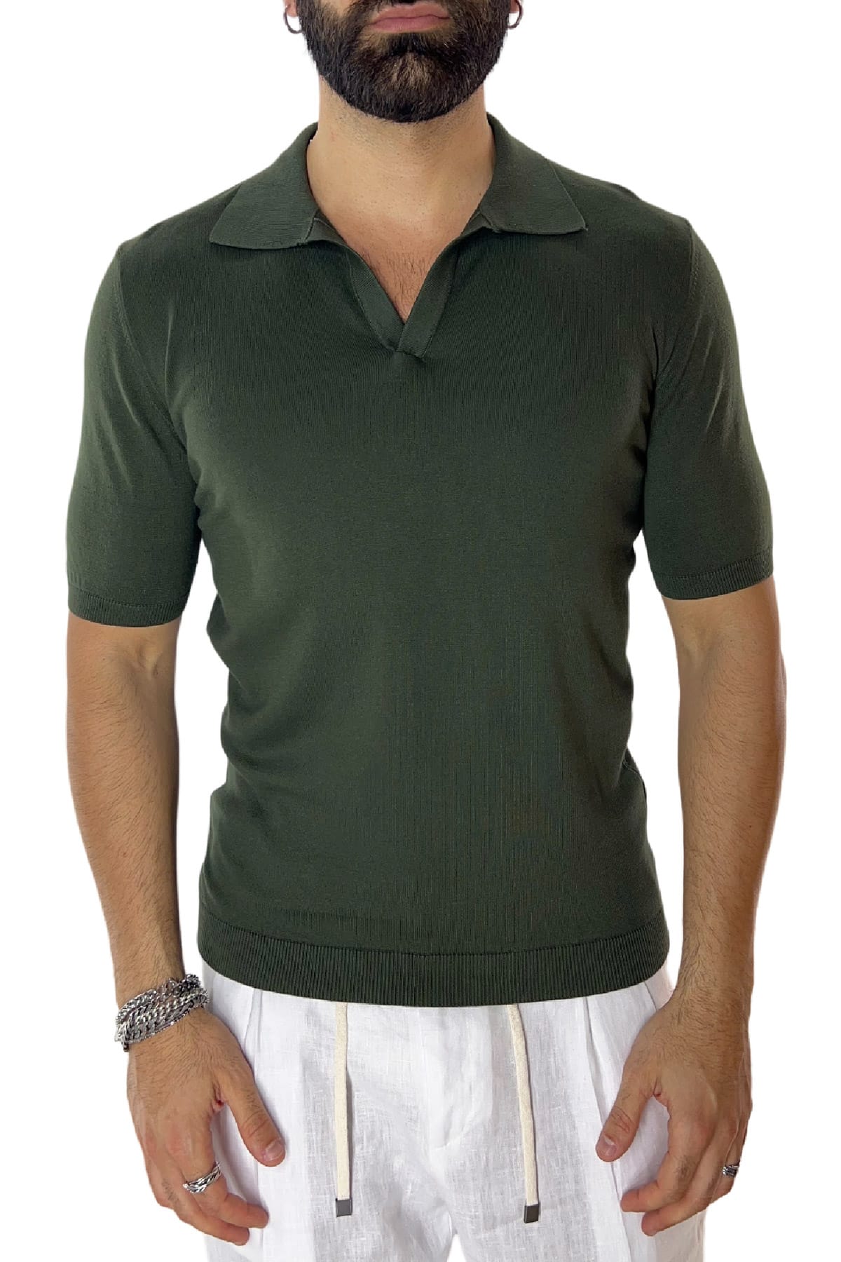 Polo da uomo Mezza manica in cotone 100% leggermente elastica Made in Italy