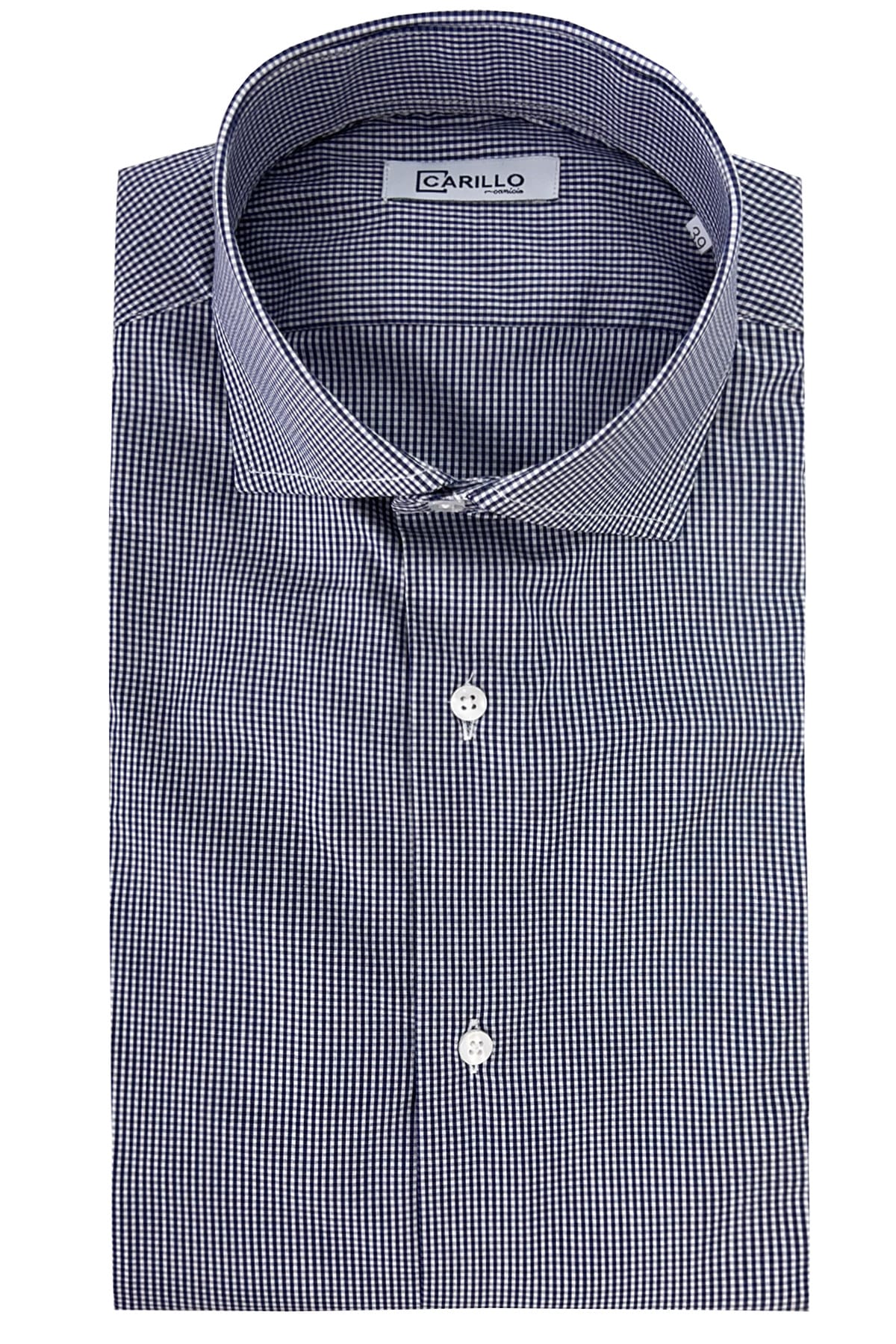 Camicia Uomo micro quadro Regular Fit Collo semi francese cotone Elasticizzata casual ed elegante