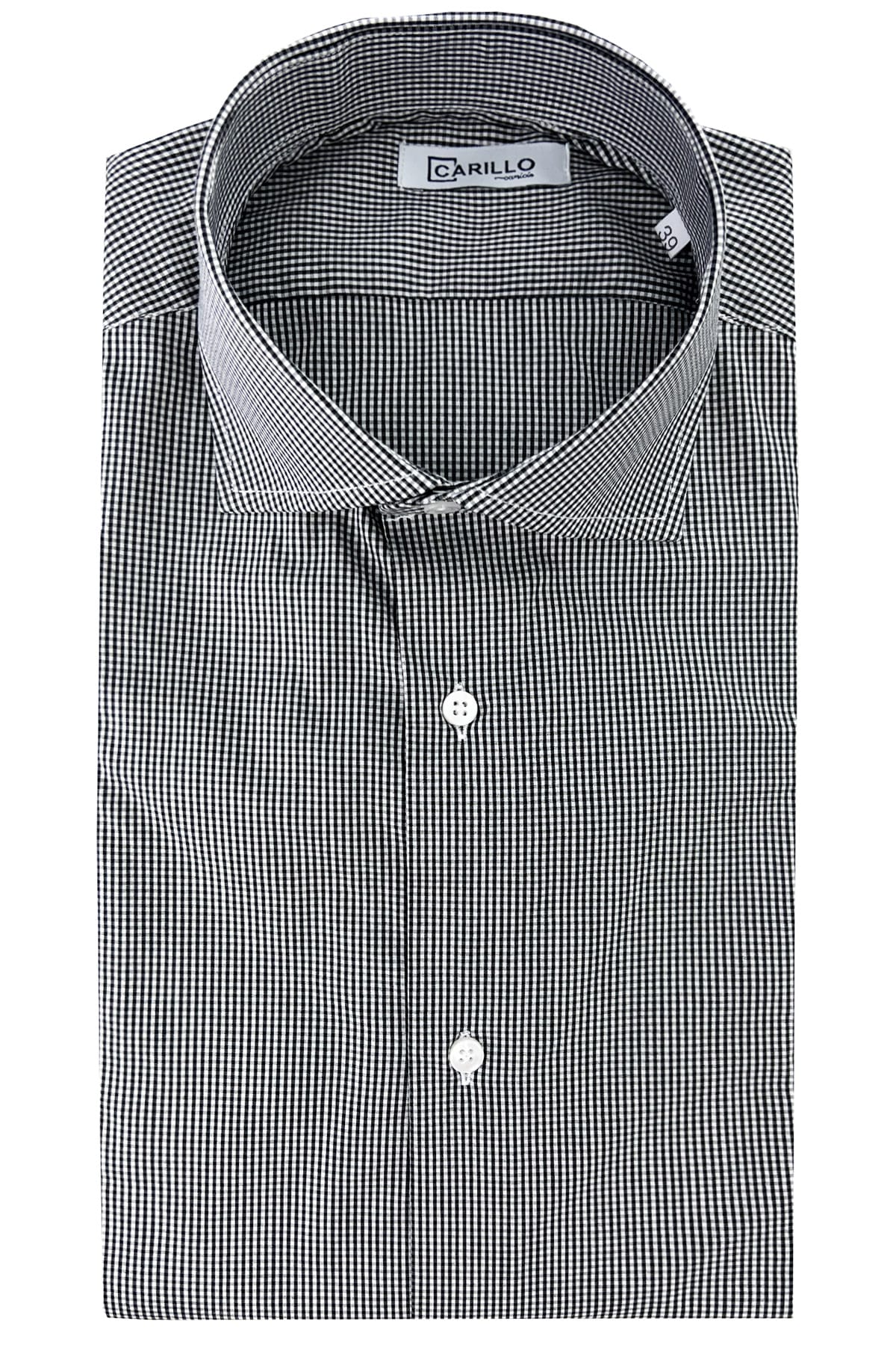 Camicia Uomo micro quadro Regular Fit Collo semi francese cotone Elasticizzata casual ed elegante