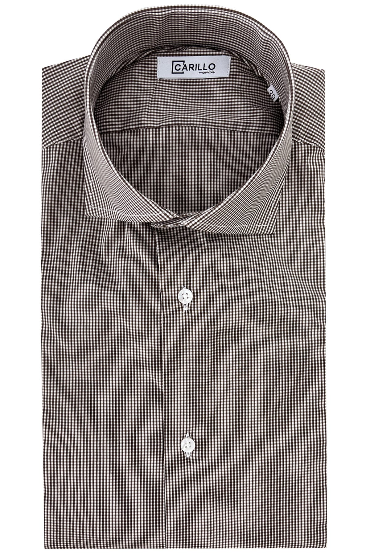 Camicia Uomo micro quadro Regular Fit Collo semi francese cotone Elasticizzata casual ed elegante