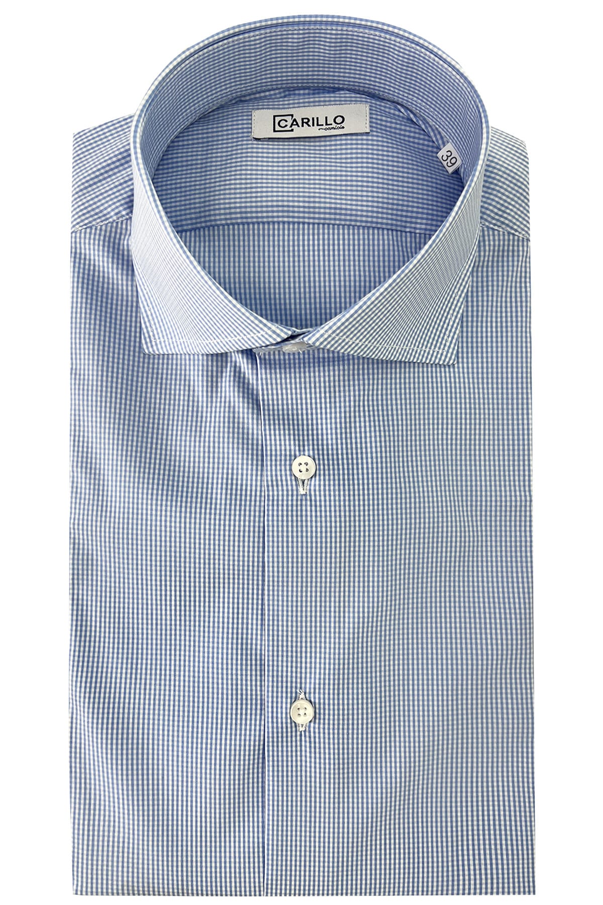 Camicia Uomo micro quadro Regular Fit Collo semi francese cotone Elasticizzata casual ed elegante