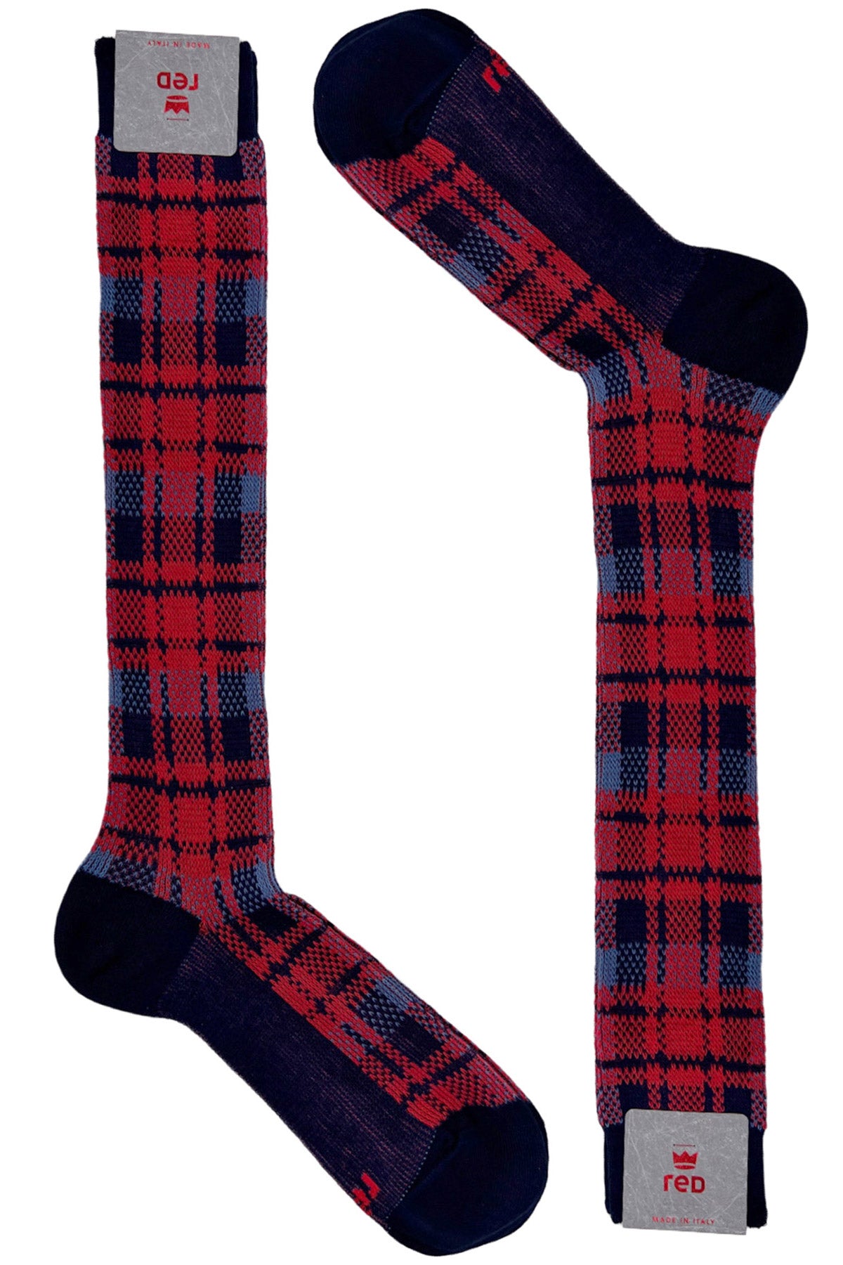 Calzini da uomo invernali in cotone biologico fantasia tartan lunghezza ginocchio
