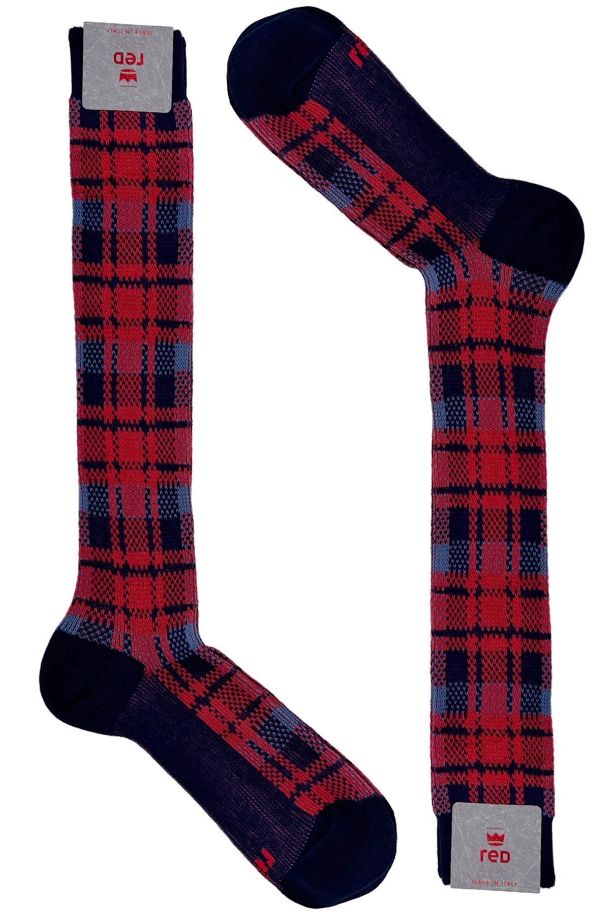 Calzini da uomo invernali in cotone biologico fantasia tartan lunghezza ginocchio