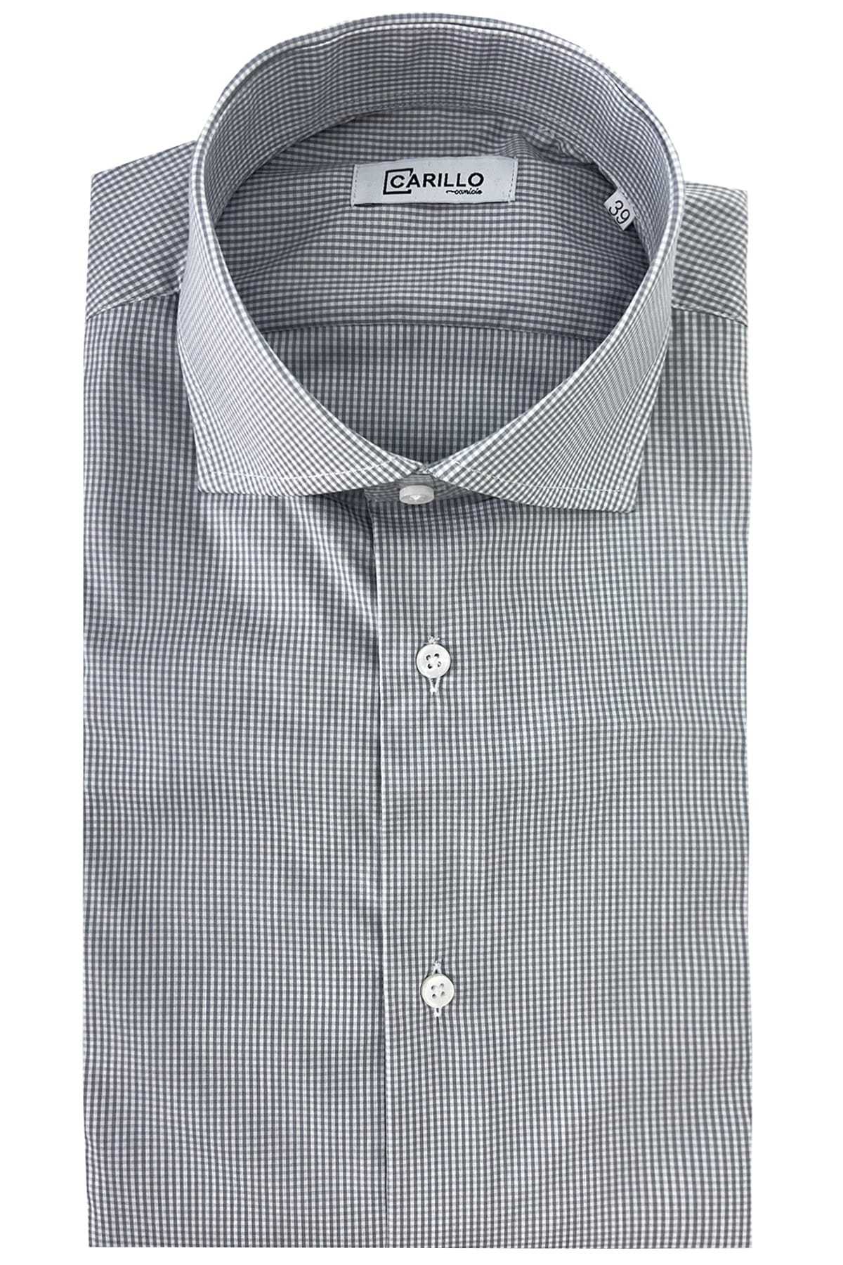 Camicia Uomo micro quadro Regular Fit Collo semi francese cotone Elasticizzata casual ed elegante