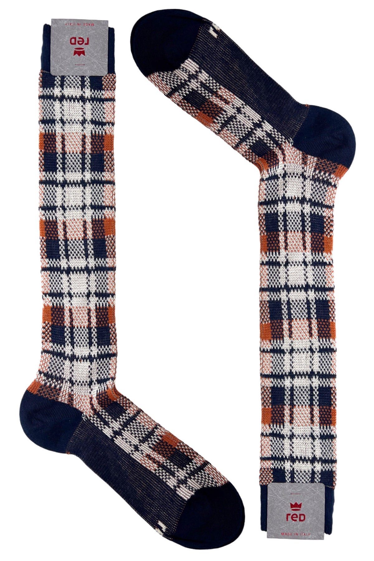 Calzini da uomo invernali in cotone biologico fantasia tartan lunghezza ginocchio