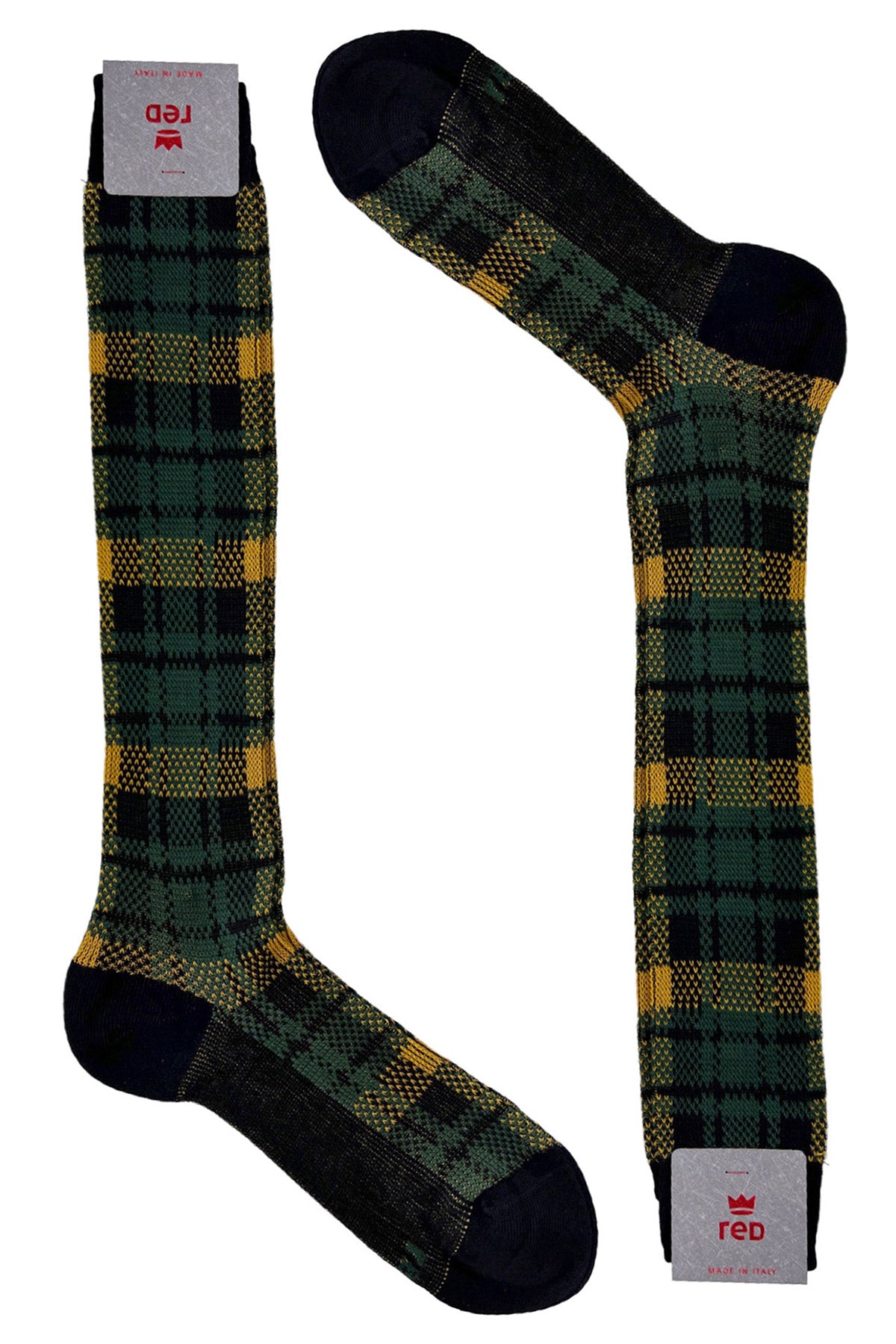 Calzini da uomo invernali in cotone biologico fantasia tartan lunghezza ginocchio